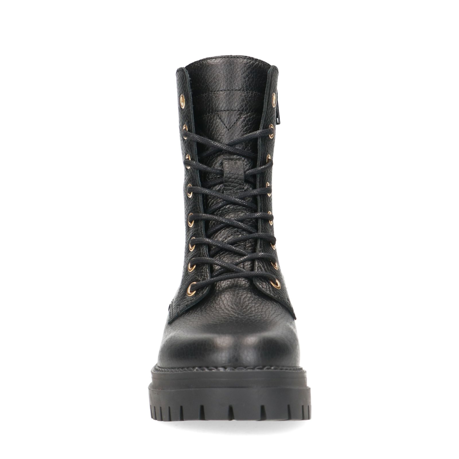 Zwarte leren veterlaarzen - Dames | MANFIELD