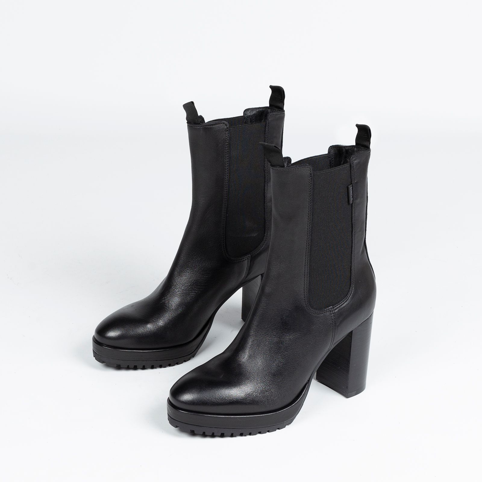 Zwarte leren chelsea boots met hoge hak - Dames | MANFIELD