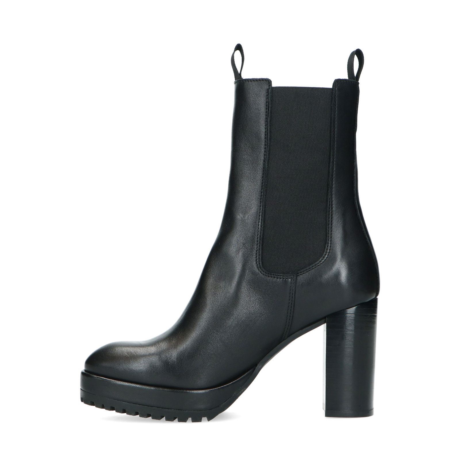 Zwarte leren chelsea boots met hoge hak - Dames | MANFIELD