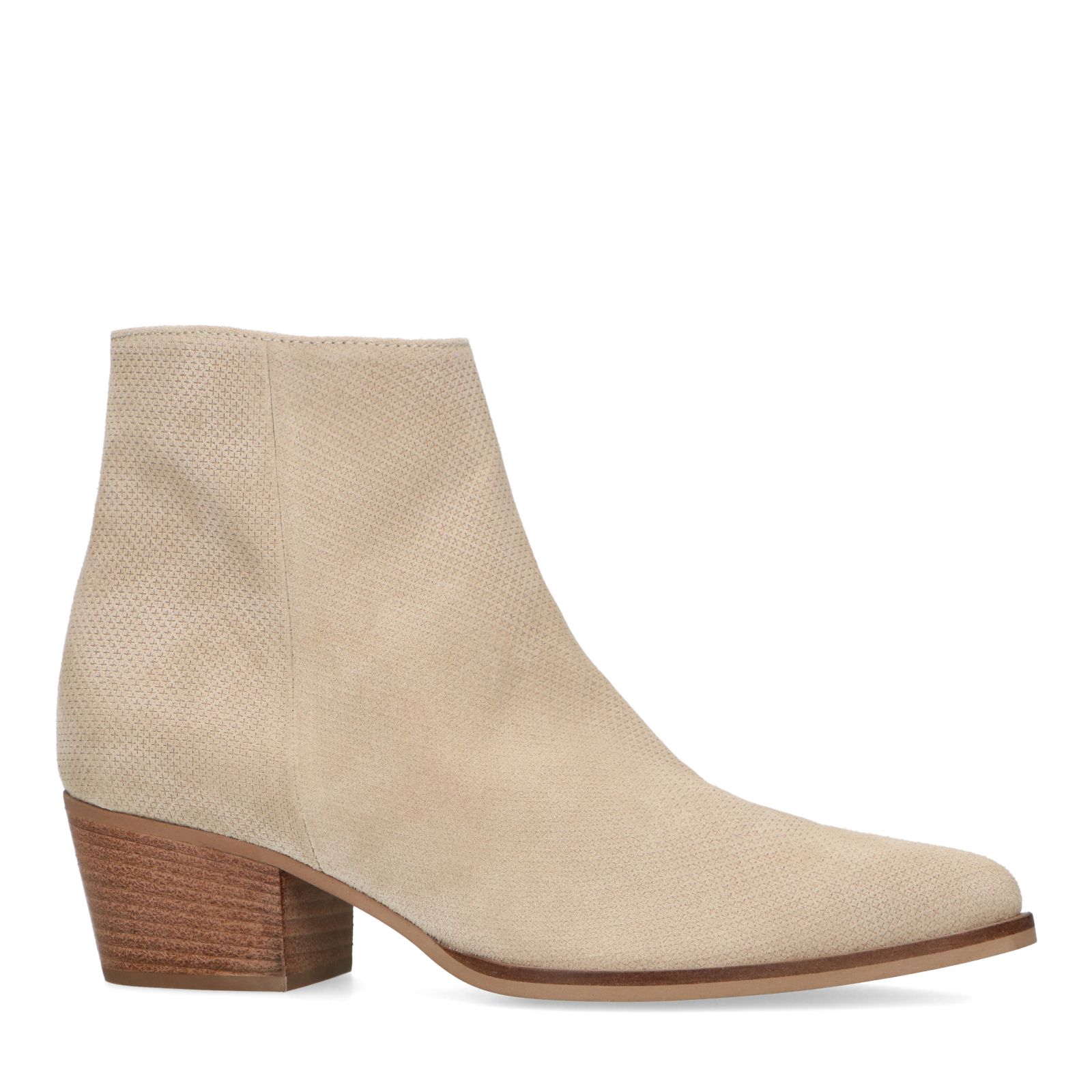 Beige enkellaarsjes met hak - Dames | MANFIELD