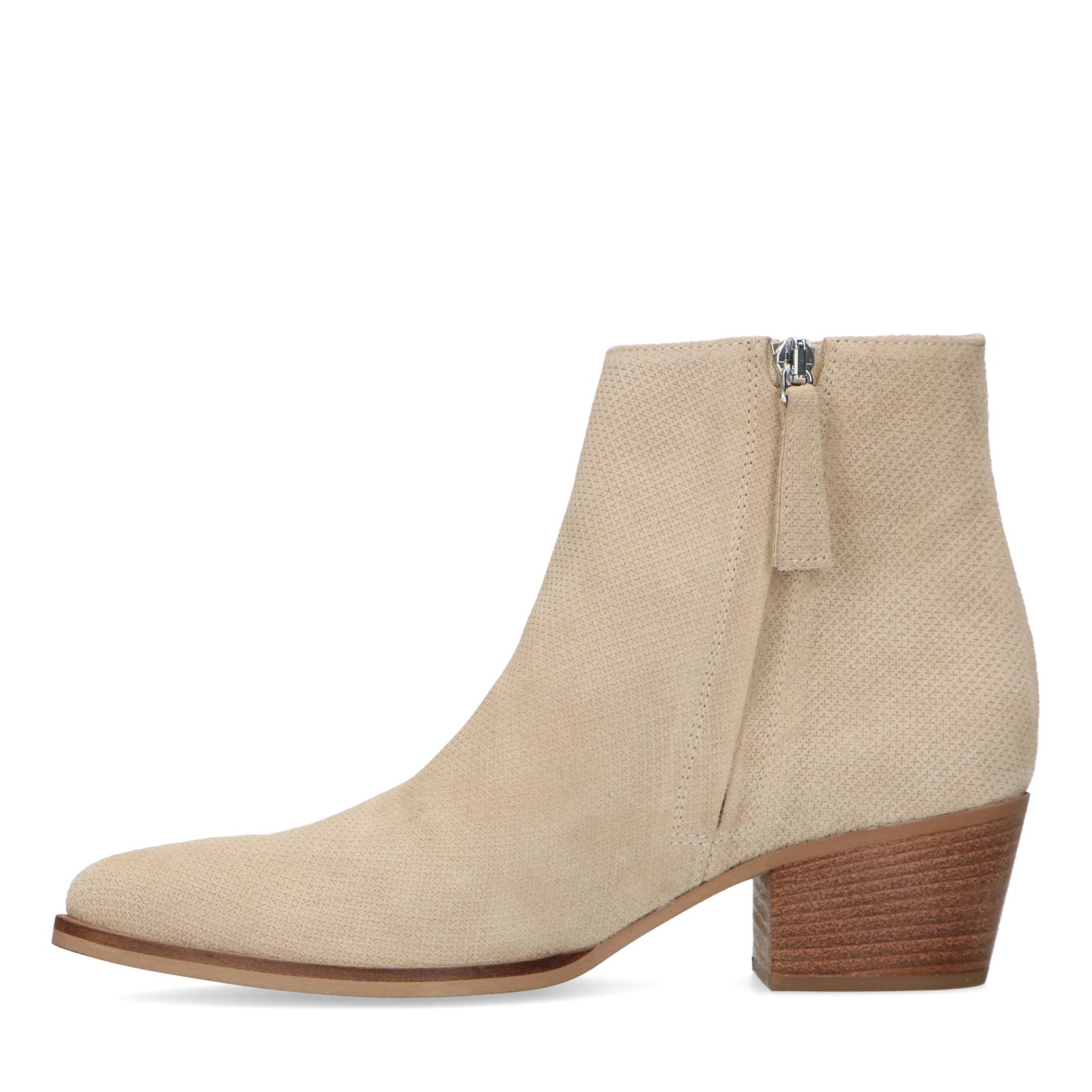 Beige enkellaarsjes met hak - Dames | MANFIELD