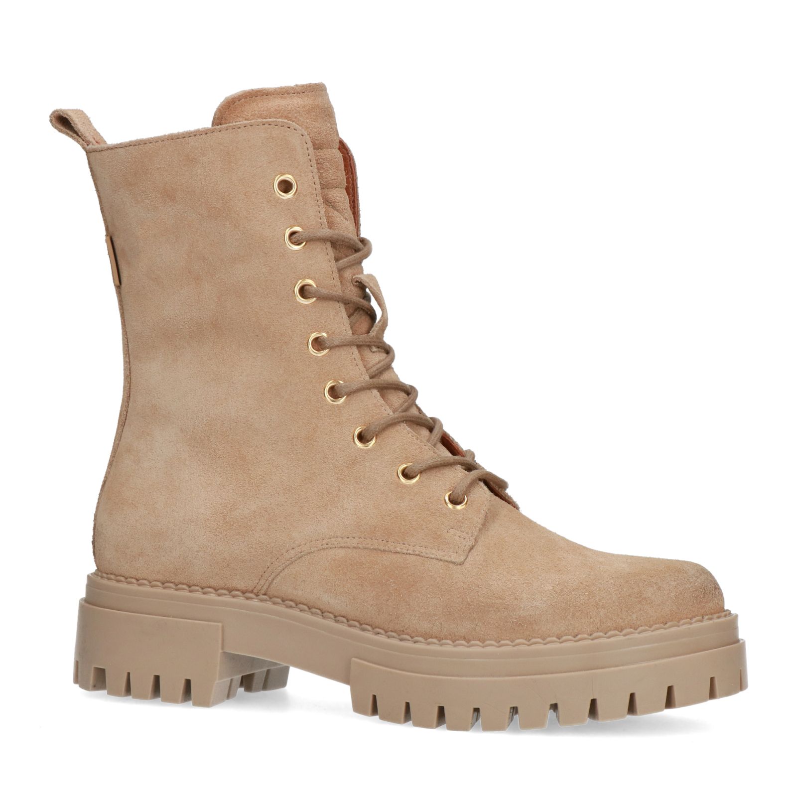 Beige suède veterlaarzen - Dames | MANFIELD