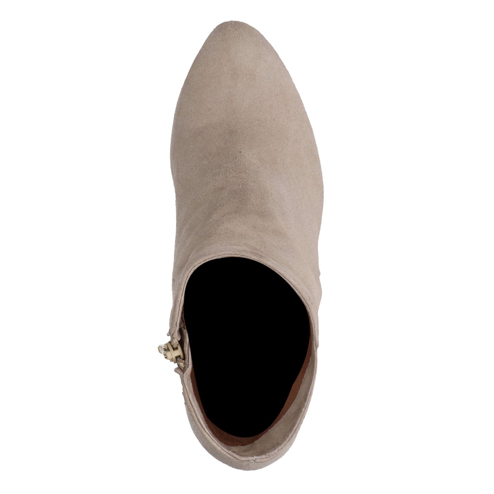 Beige suède enkellaarsjes met hak - Dames | MANFIELD