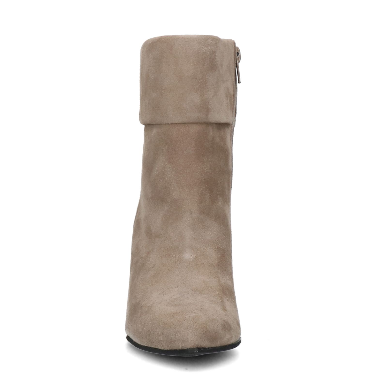 Beige suède enkellaarsjes met hak - Dames | MANFIELD