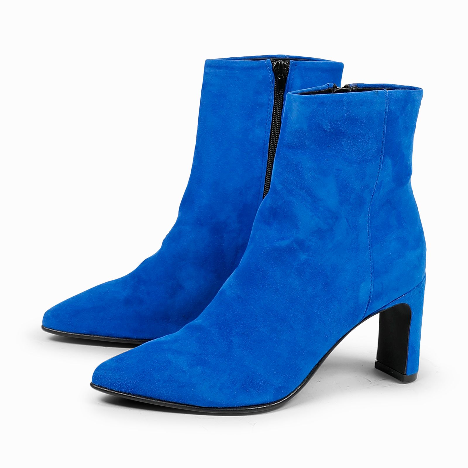 Blauw suède enkellaarsjes - Dames | MANFIELD