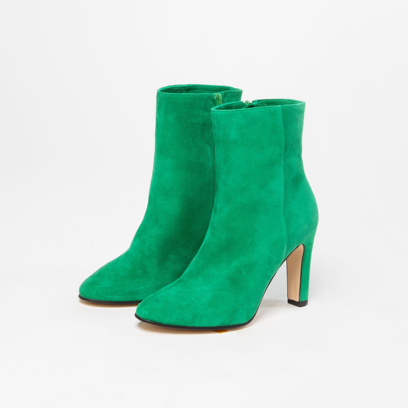 Groene suède enkellaarsjes met hak - Dames | MANFIELD