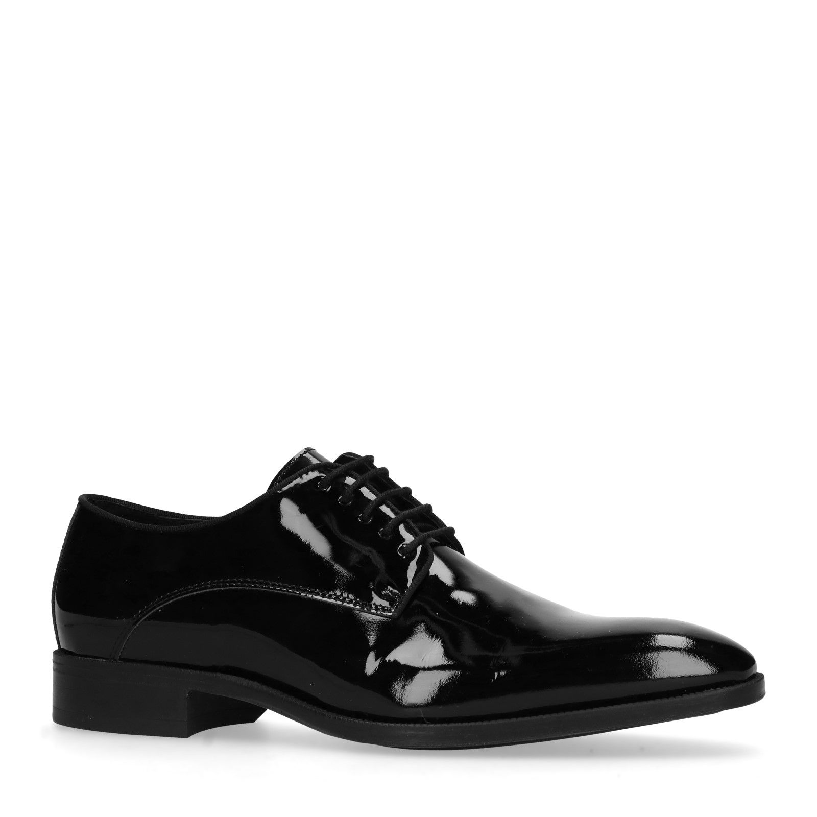 Zwarte lak leren veterschoenen - Heren | MANFIELD