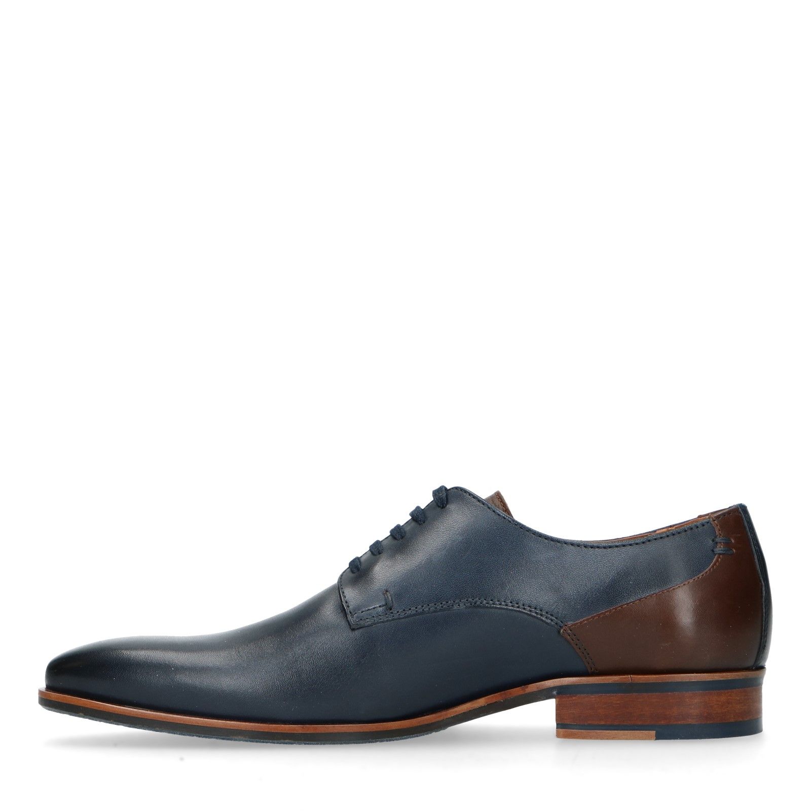 Blauwe leren veterschoenen - Heren | MANFIELD