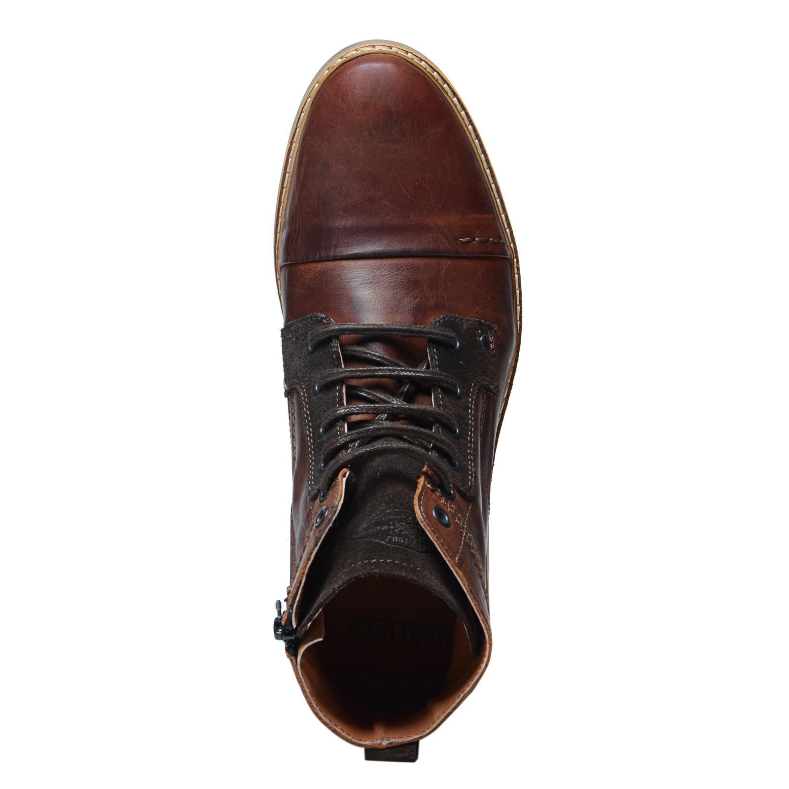 Bruine hoge veterboots met suède hielstuk - Heren | MANFIELD