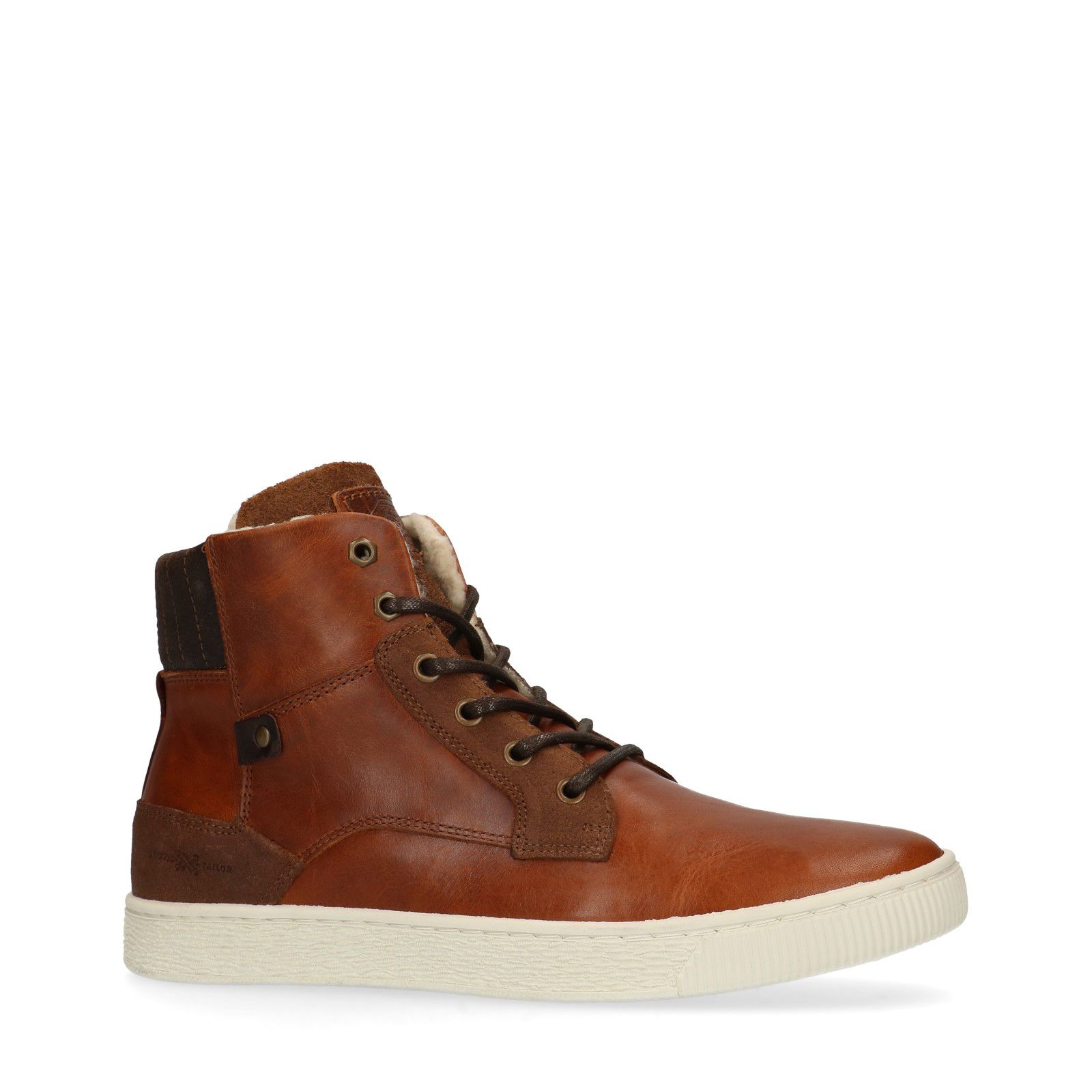 Bruine hoge sneakers met imitatiebont - Heren | MANFIELD