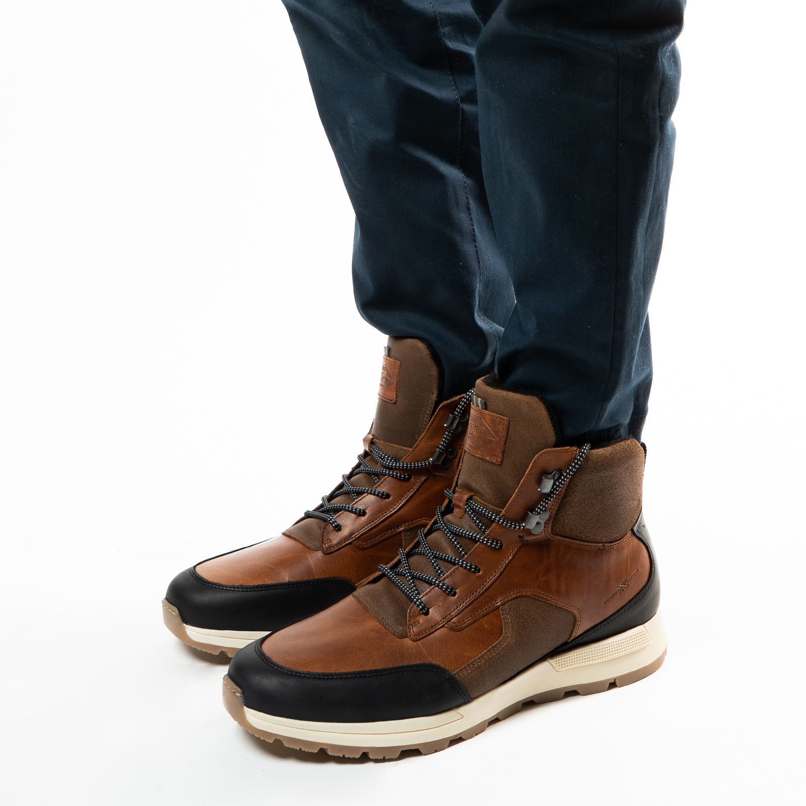 Cognac leren veterboots - Heren | MANFIELD