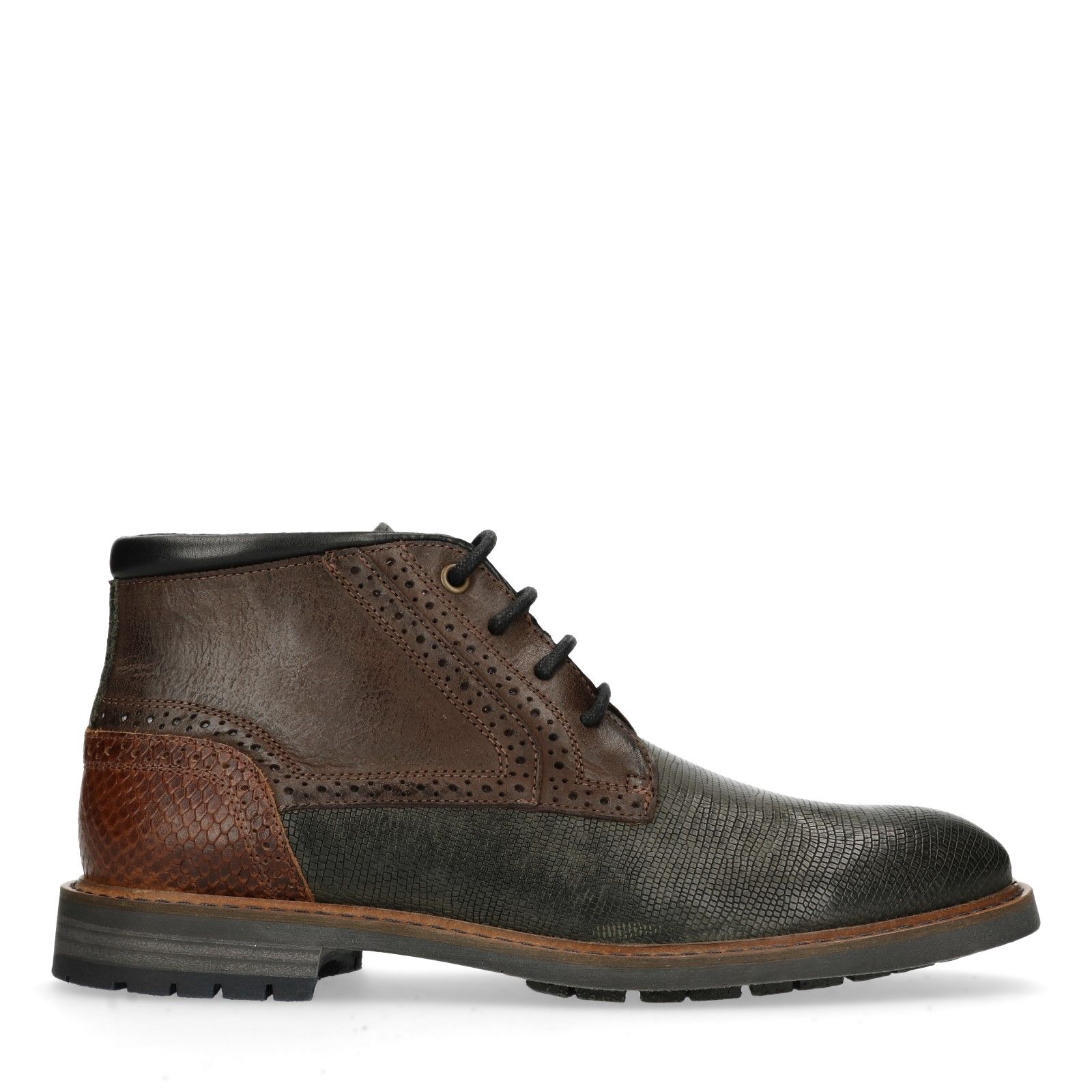 Donkergrijze worker boots met snakeskin Heren | MANFIELD Donkergrijze worker boots met snakeskin Heren | MANFIELD
