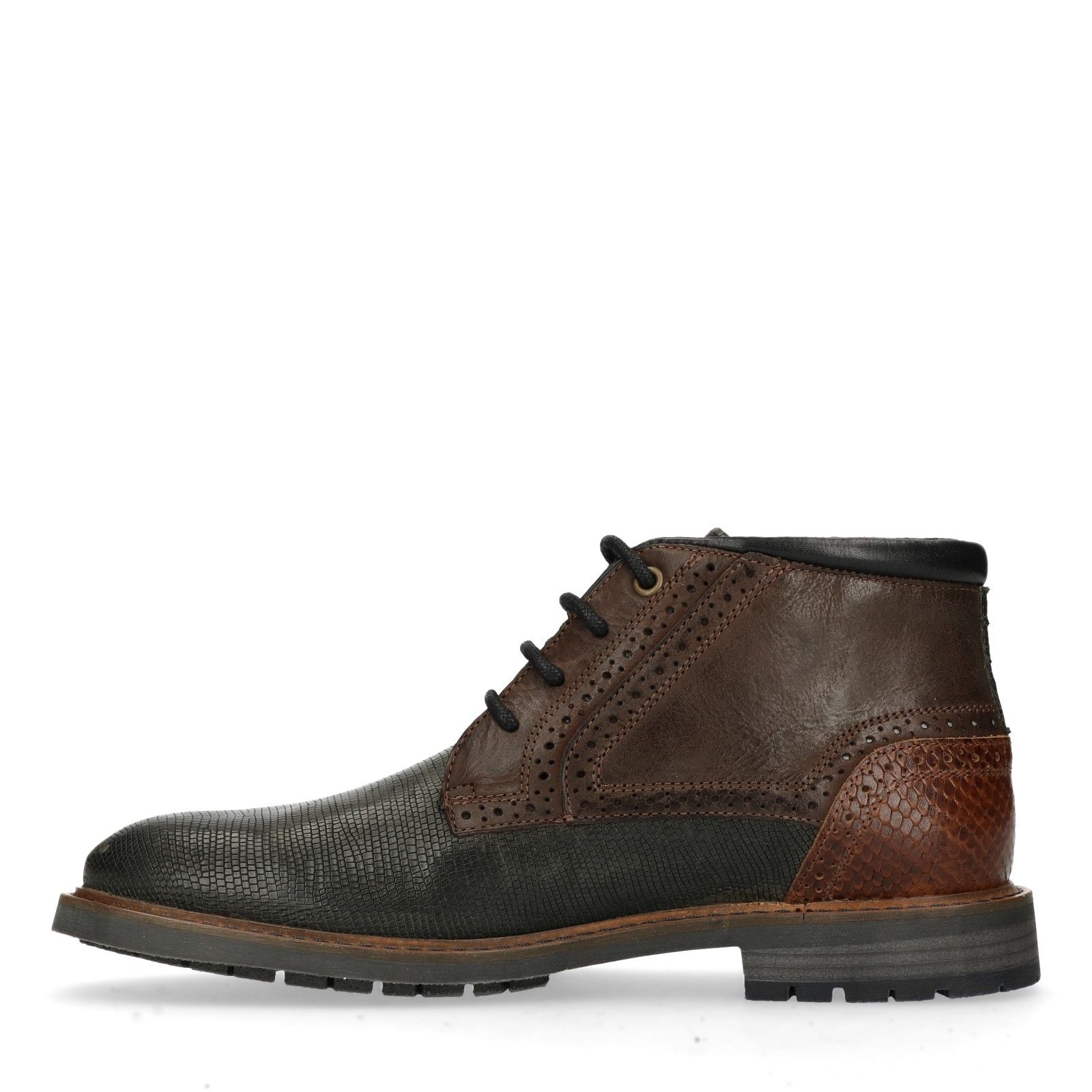 Donkergrijze worker boots met snakeskin Heren | MANFIELD Donkergrijze worker boots met snakeskin Heren | MANFIELD