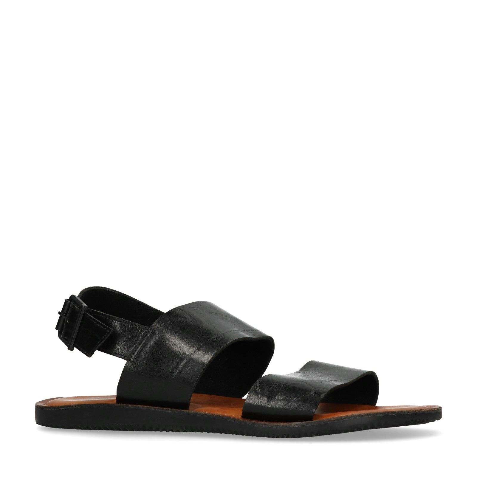 Zwarte leren sandalen - Heren | MANFIELD