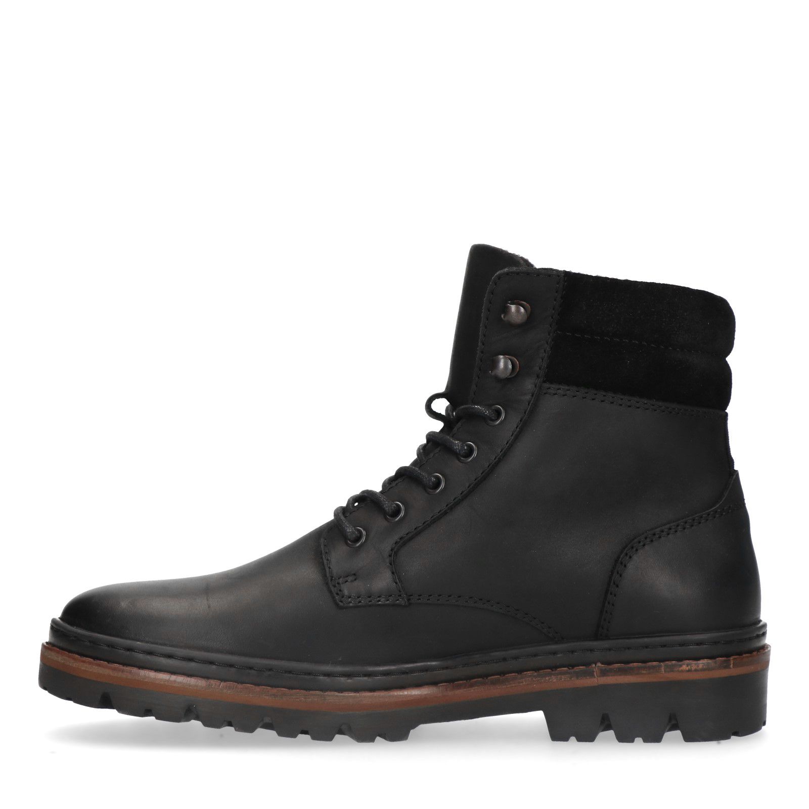 Sacha Heren Zwarte leren veterboots - Schoenen.nl