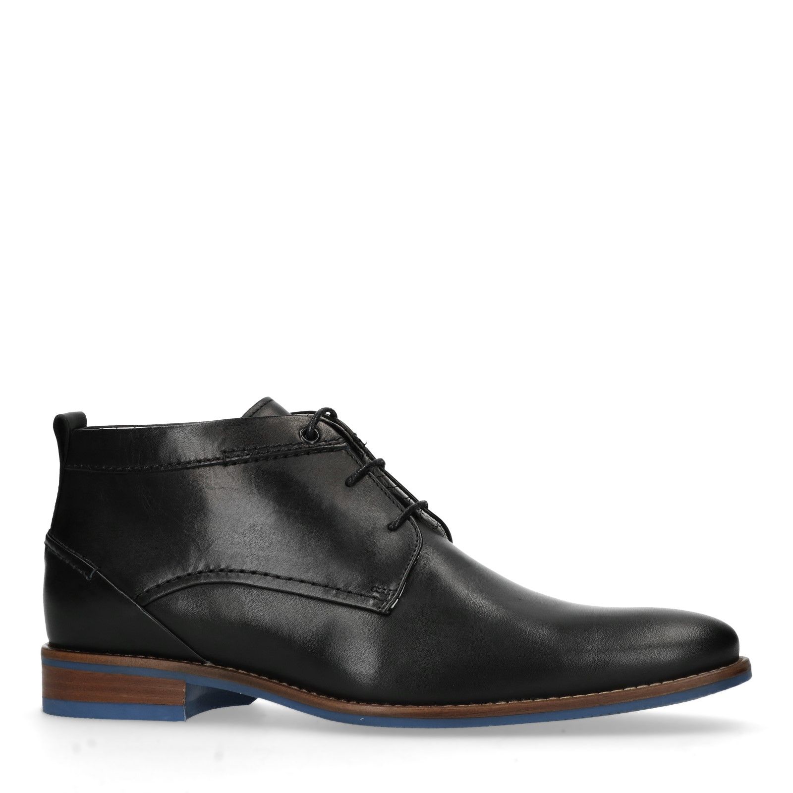 Zwarte leren veterboots - Heren | MANFIELD