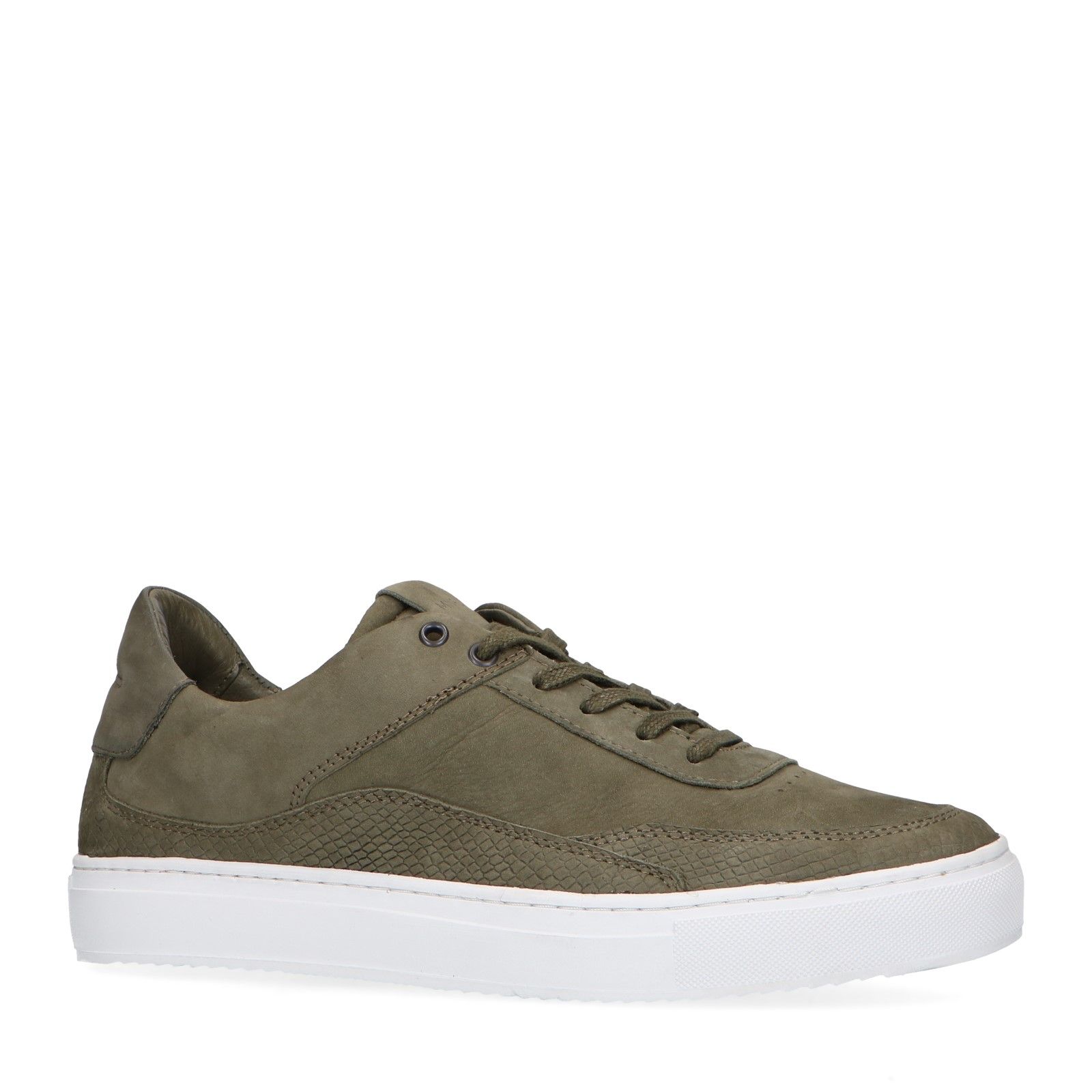 Donkergroene leren sneakers - Heren | MANFIELD