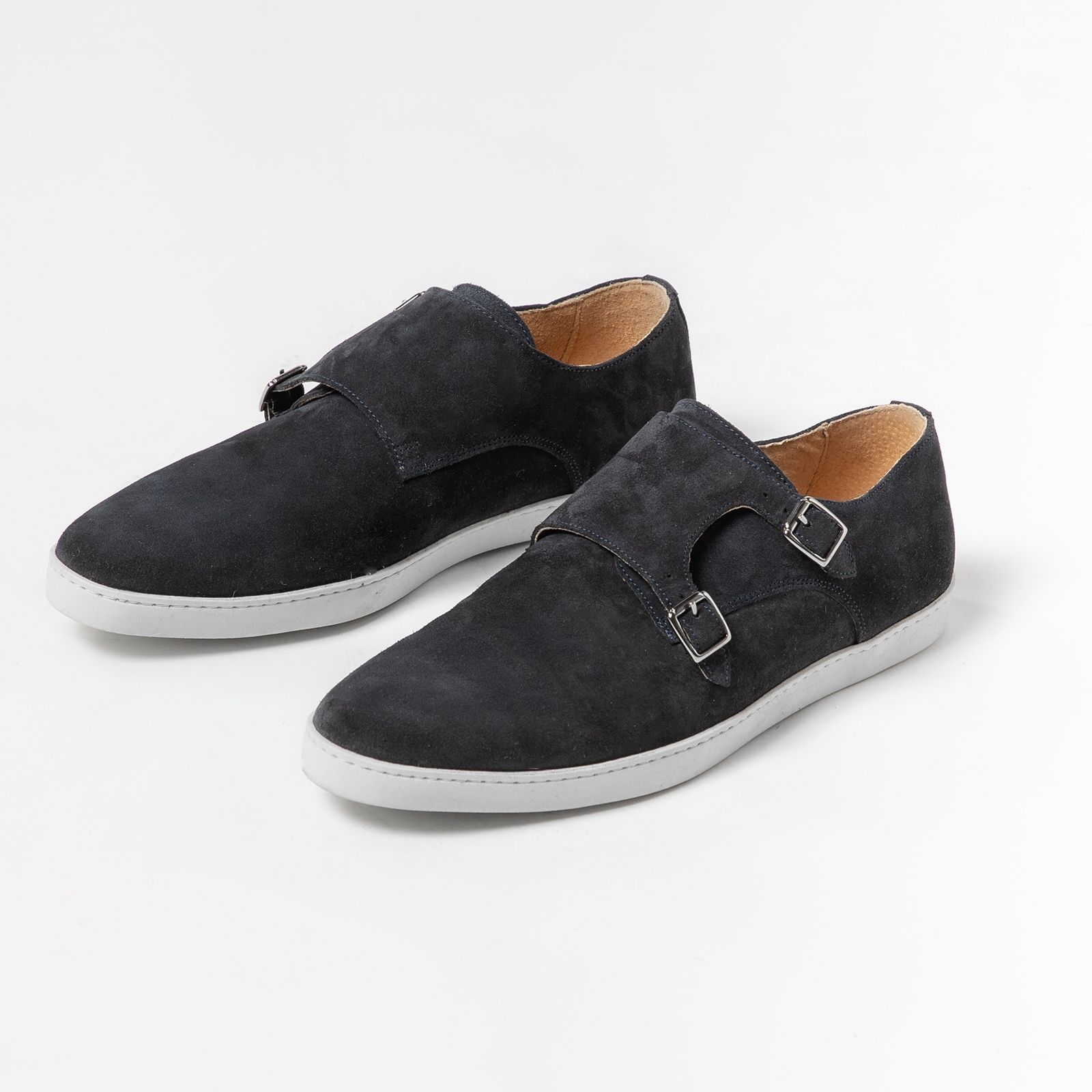 Donkerblauwe suède gespschoenen - Heren | MANFIELD