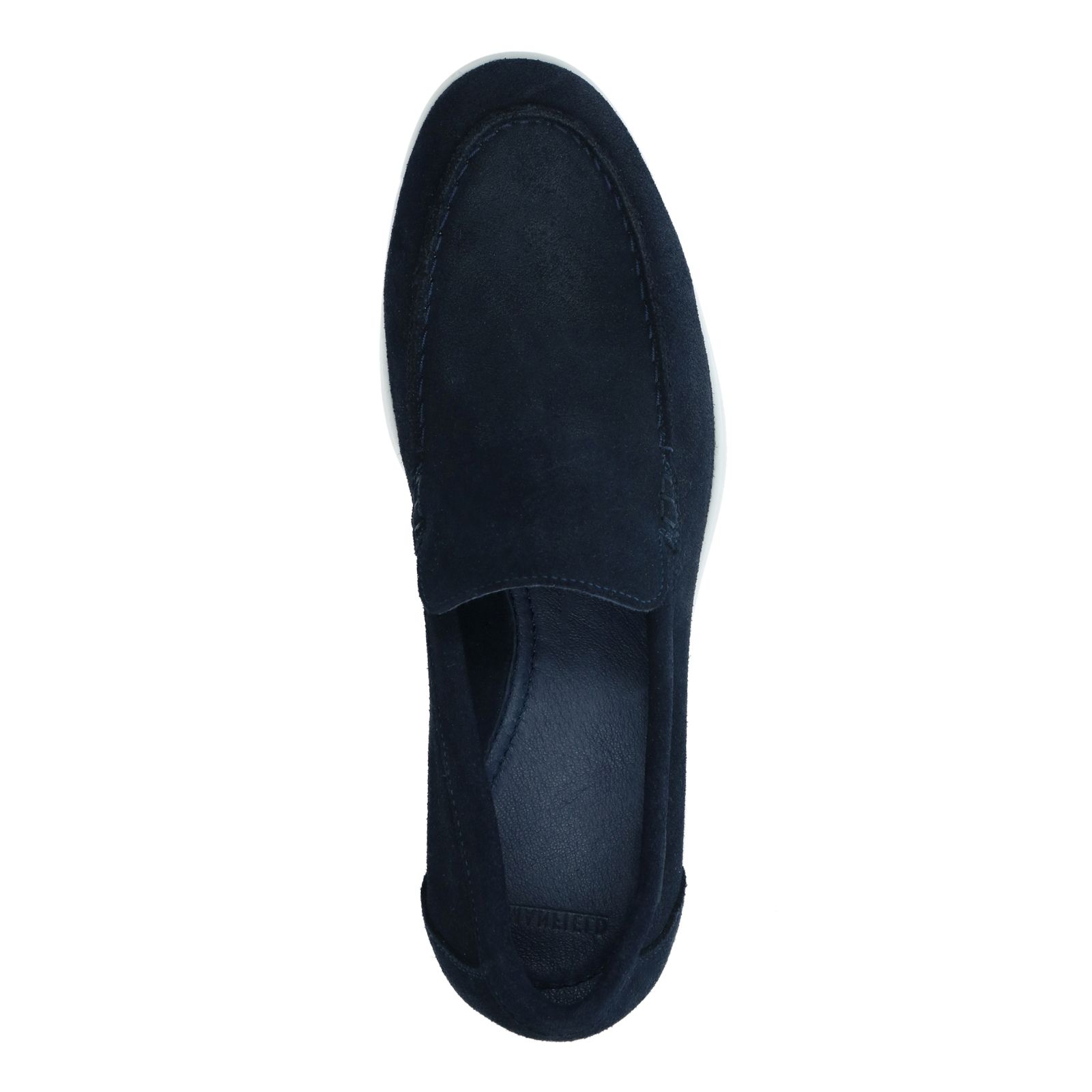 Blauwe suède loafers met witte zool - Heren | MANFIELD