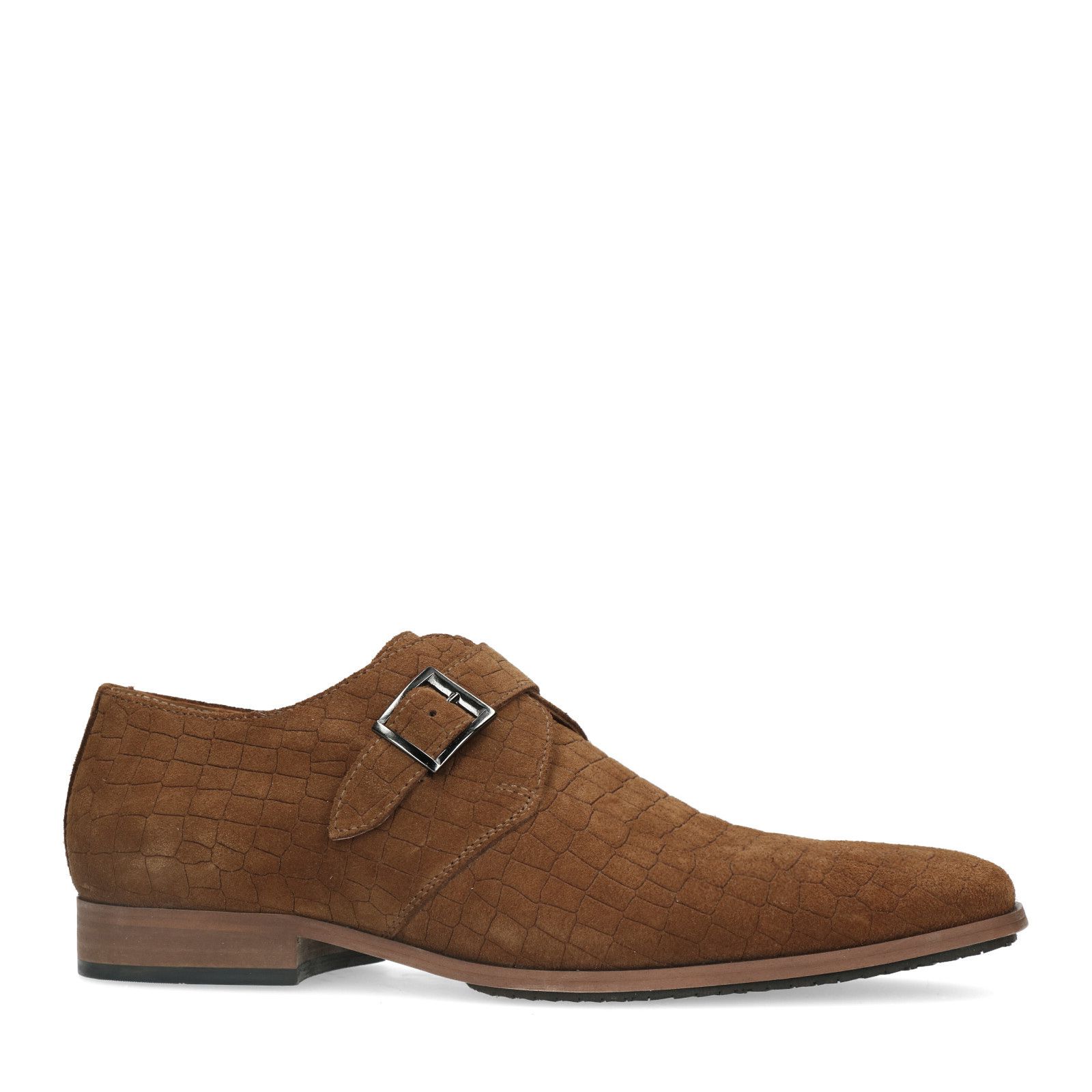 Cognac suède gespschoenen - Heren | MANFIELD