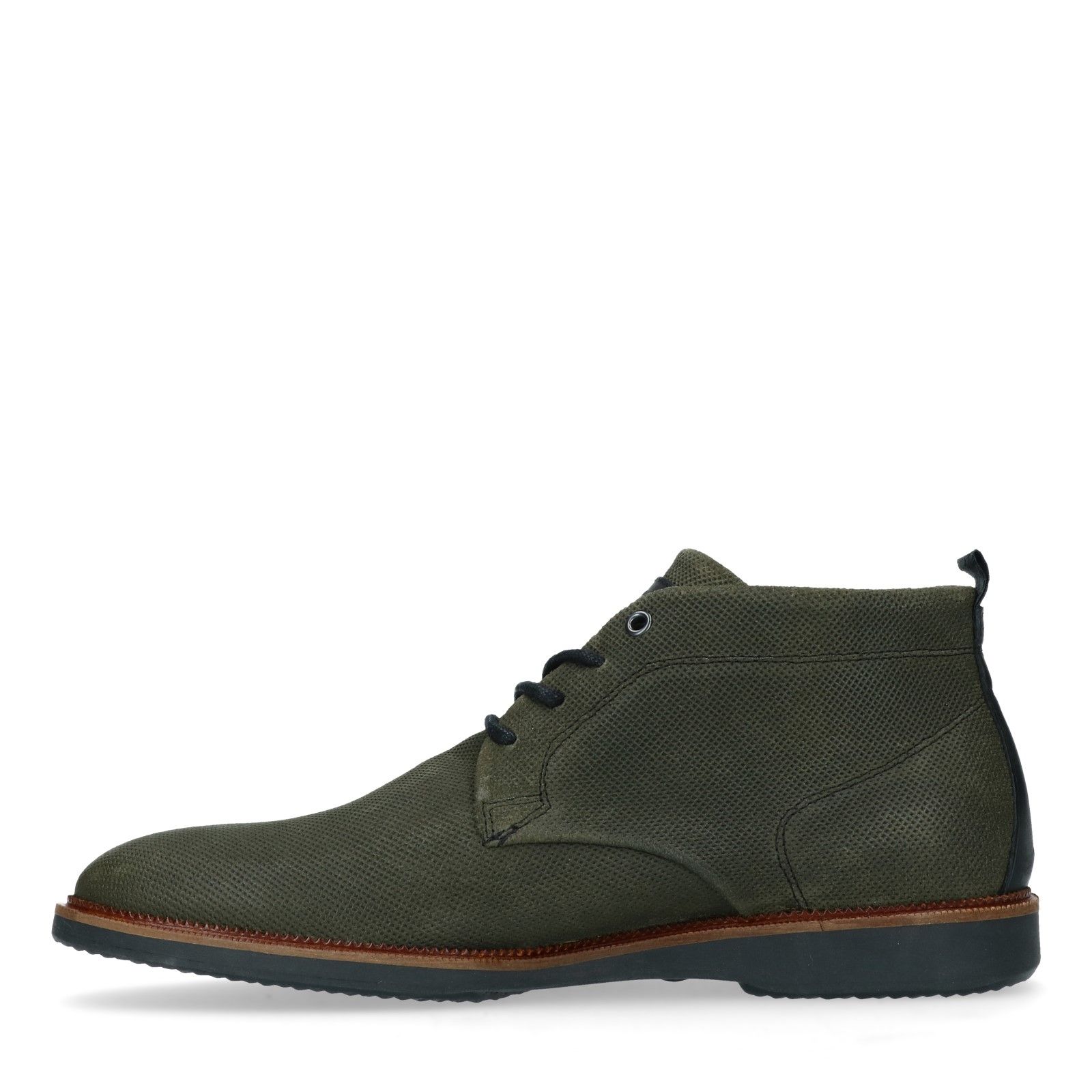 Donker groene veterschoenen met structuur - Heren | MANFIELD