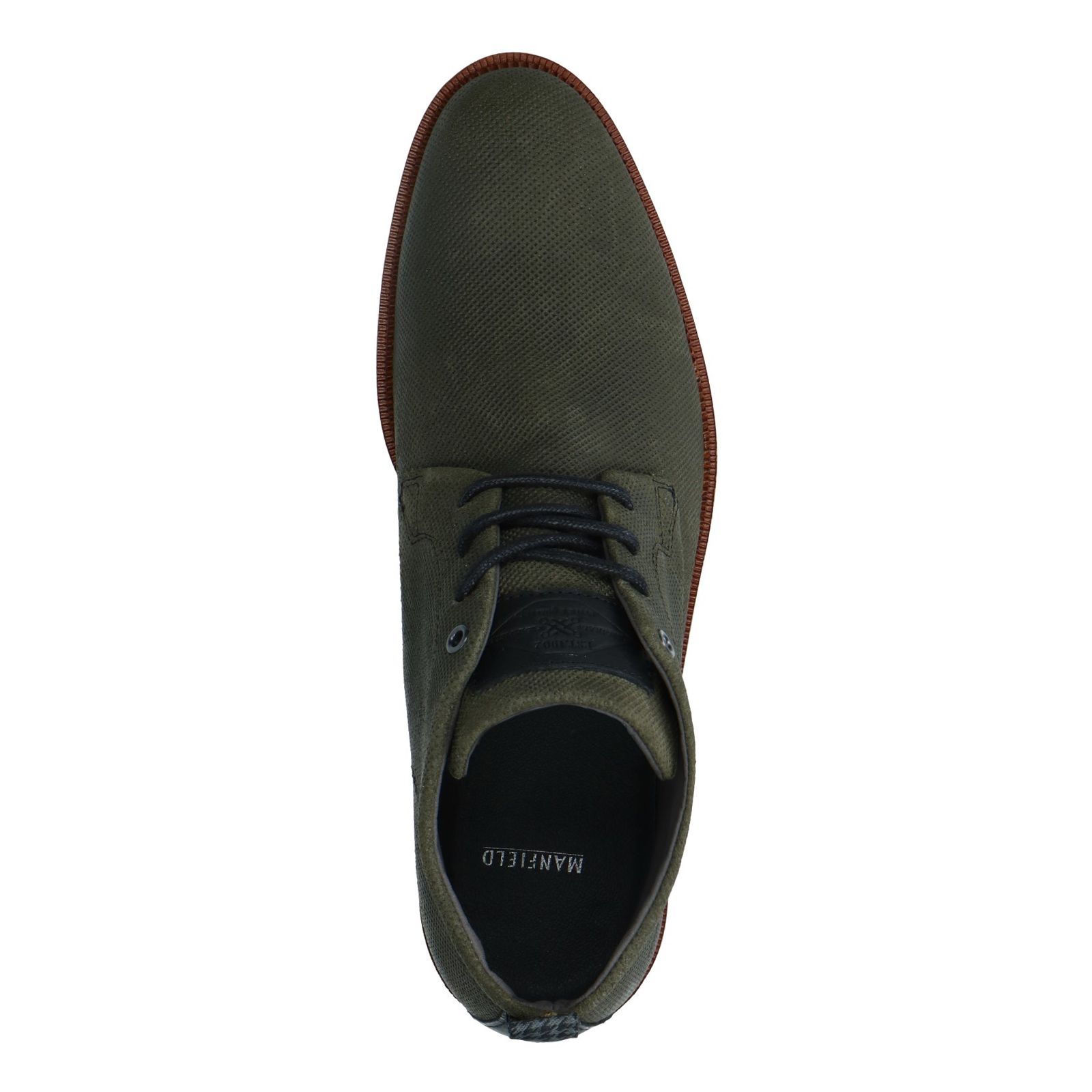 Donker groene veterschoenen met structuur - Heren | MANFIELD