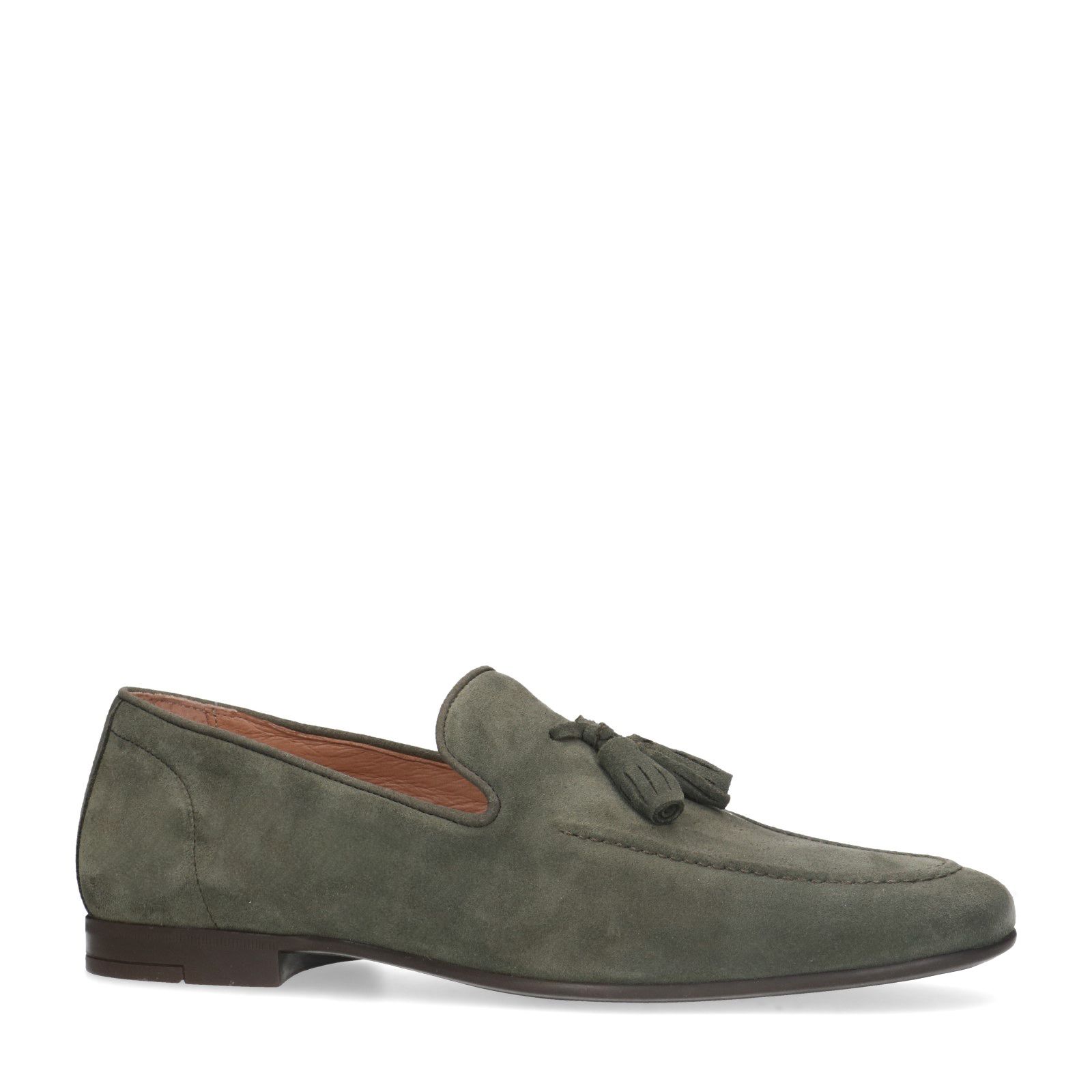 Donkergroene suède loafers met kwastjes - Heren | MANFIELD