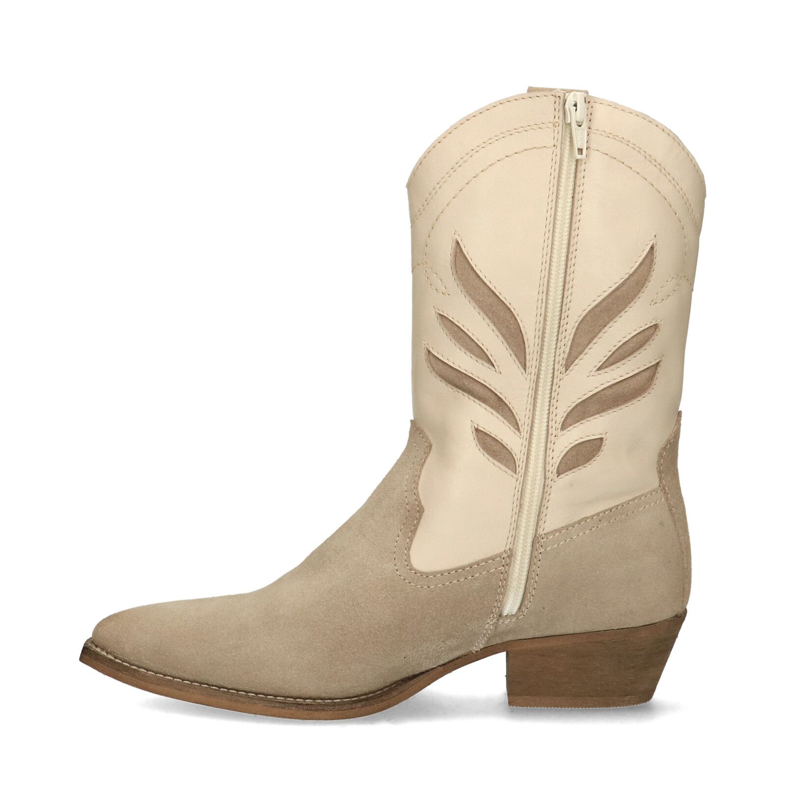 Beige leren cowboy laarzen - Dames | MANFIELD