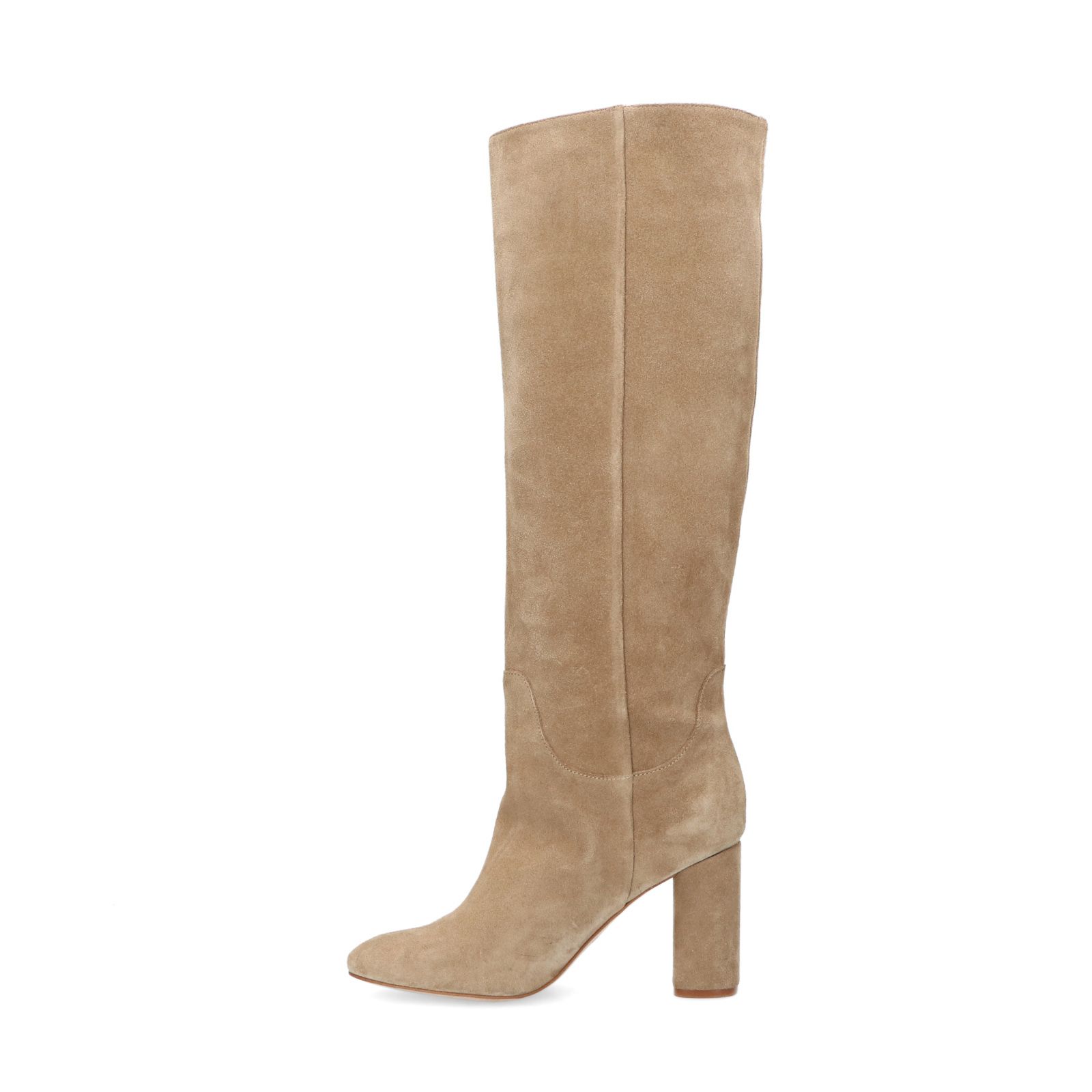 Beige suède hoge laarzen met hak - Dames | MANFIELD