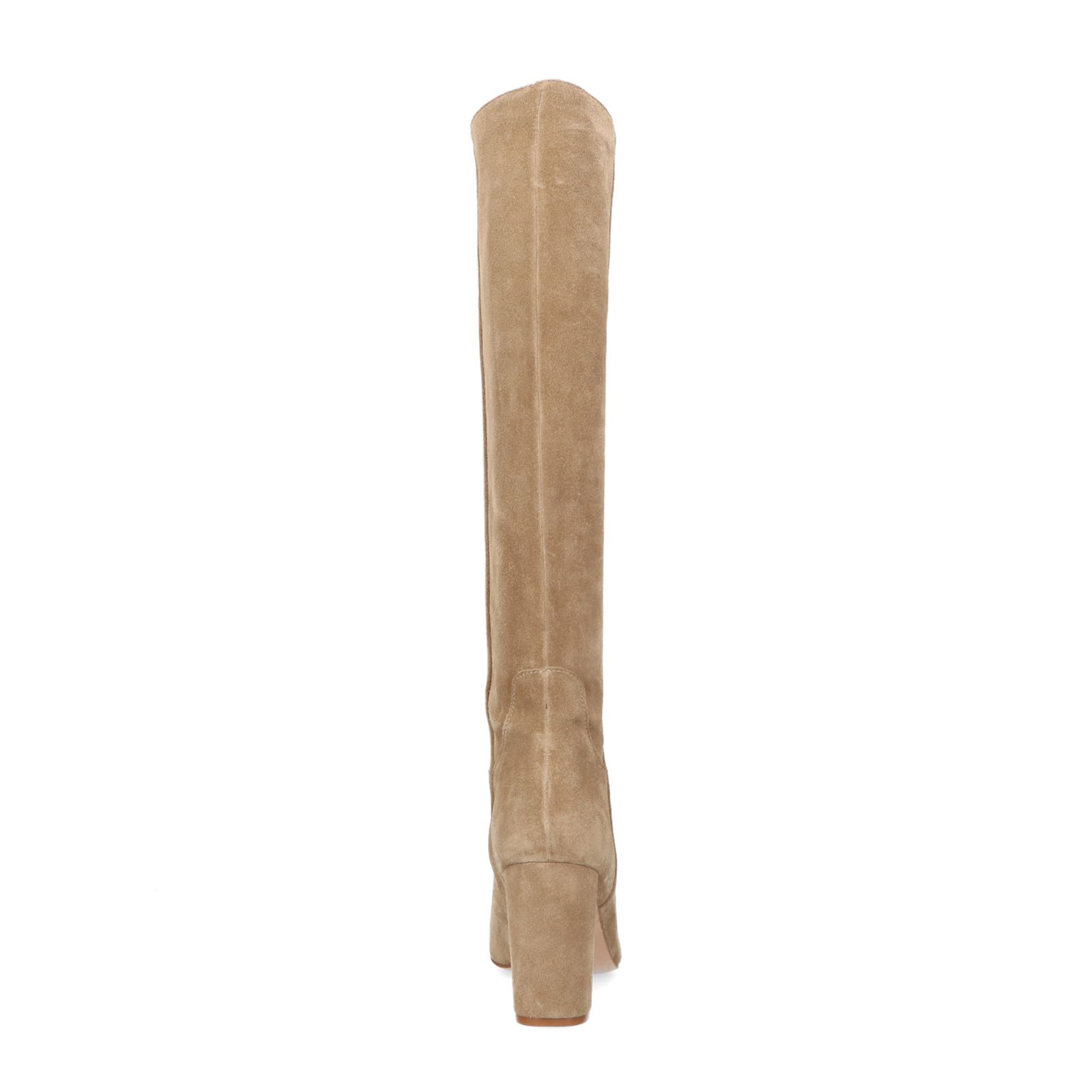 Beige suède hoge laarzen met hak - Dames | MANFIELD