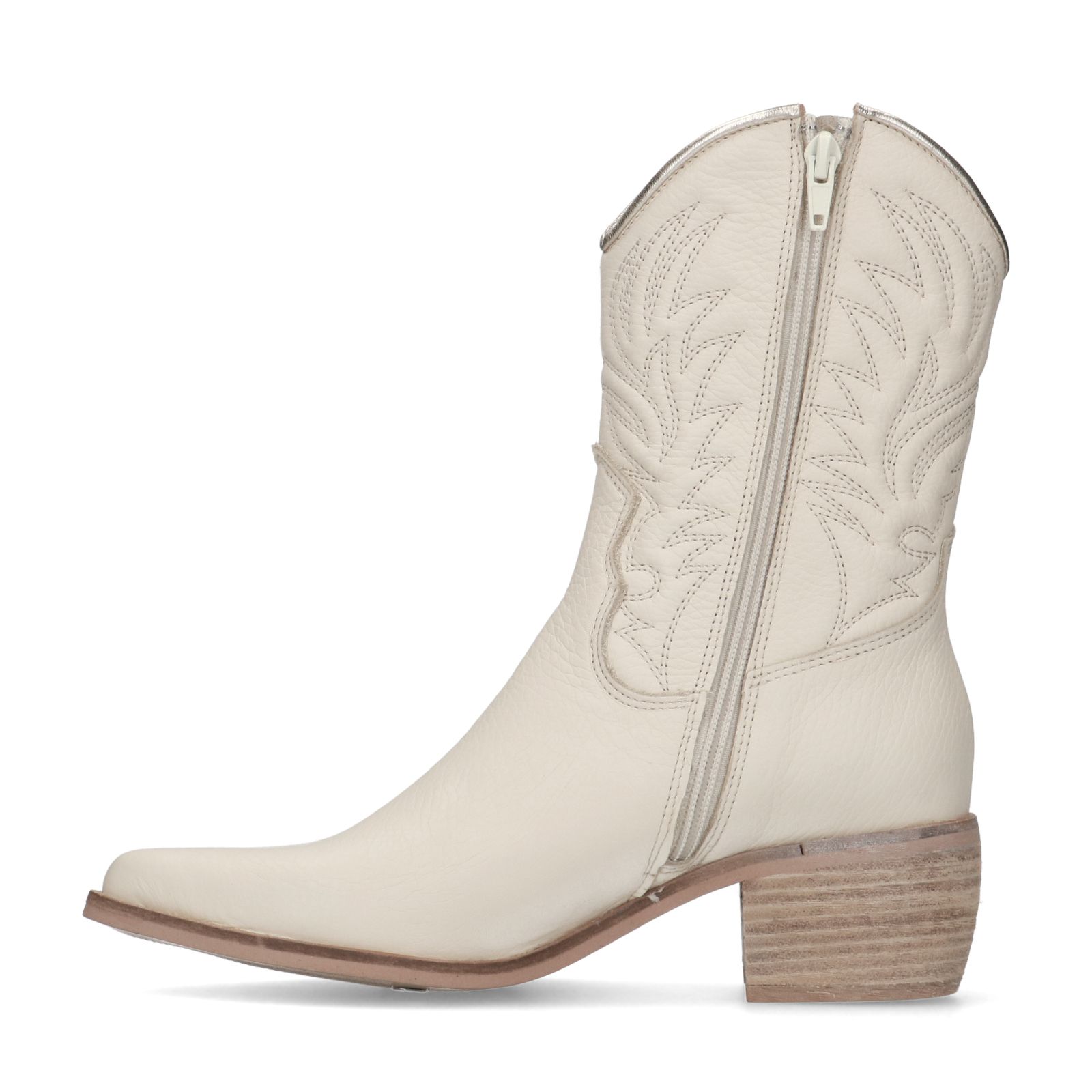 Off white leren cowboylaarzen - Dames | MANFIELD