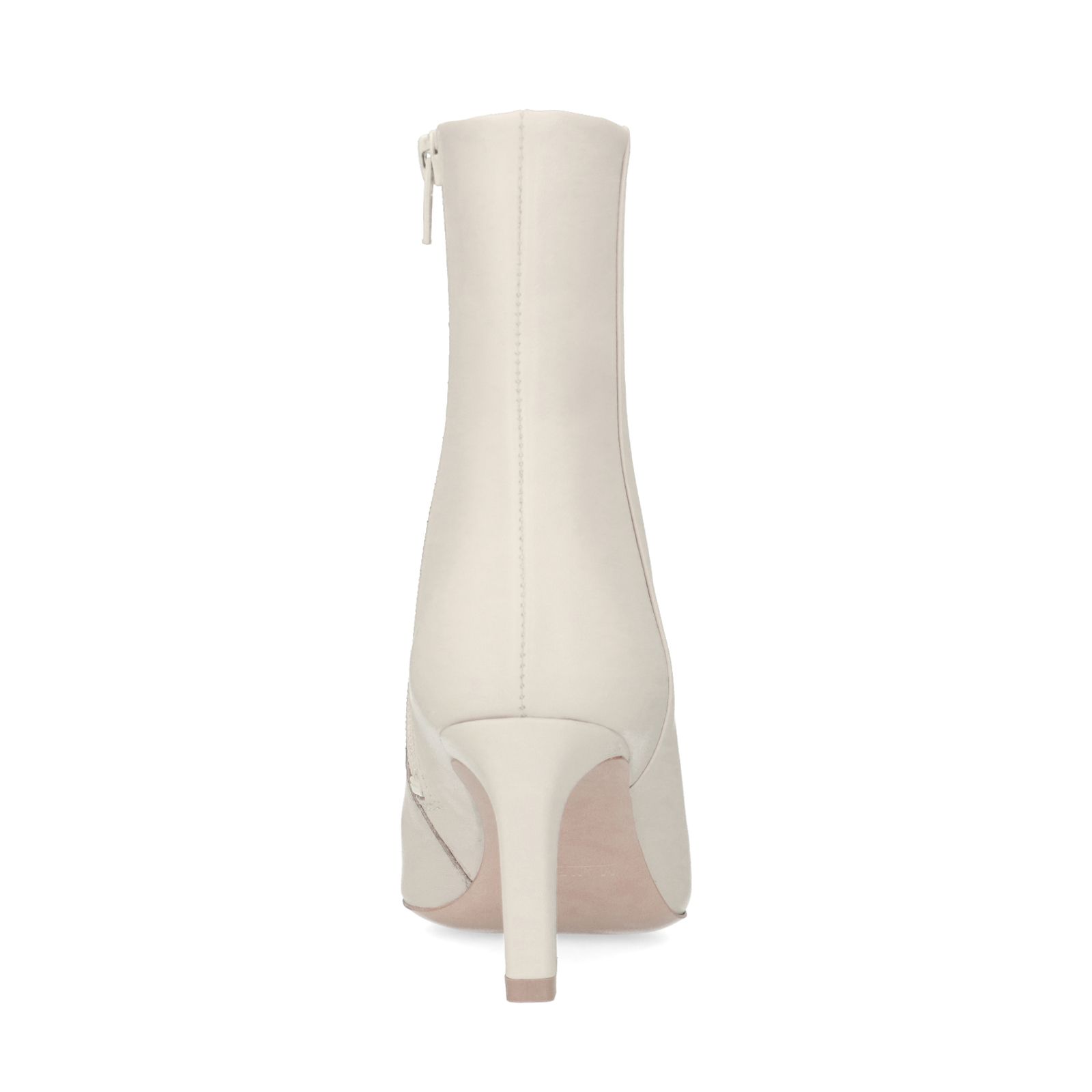 Off white leren enkellaarsjes met hak - Dames | MANFIELD