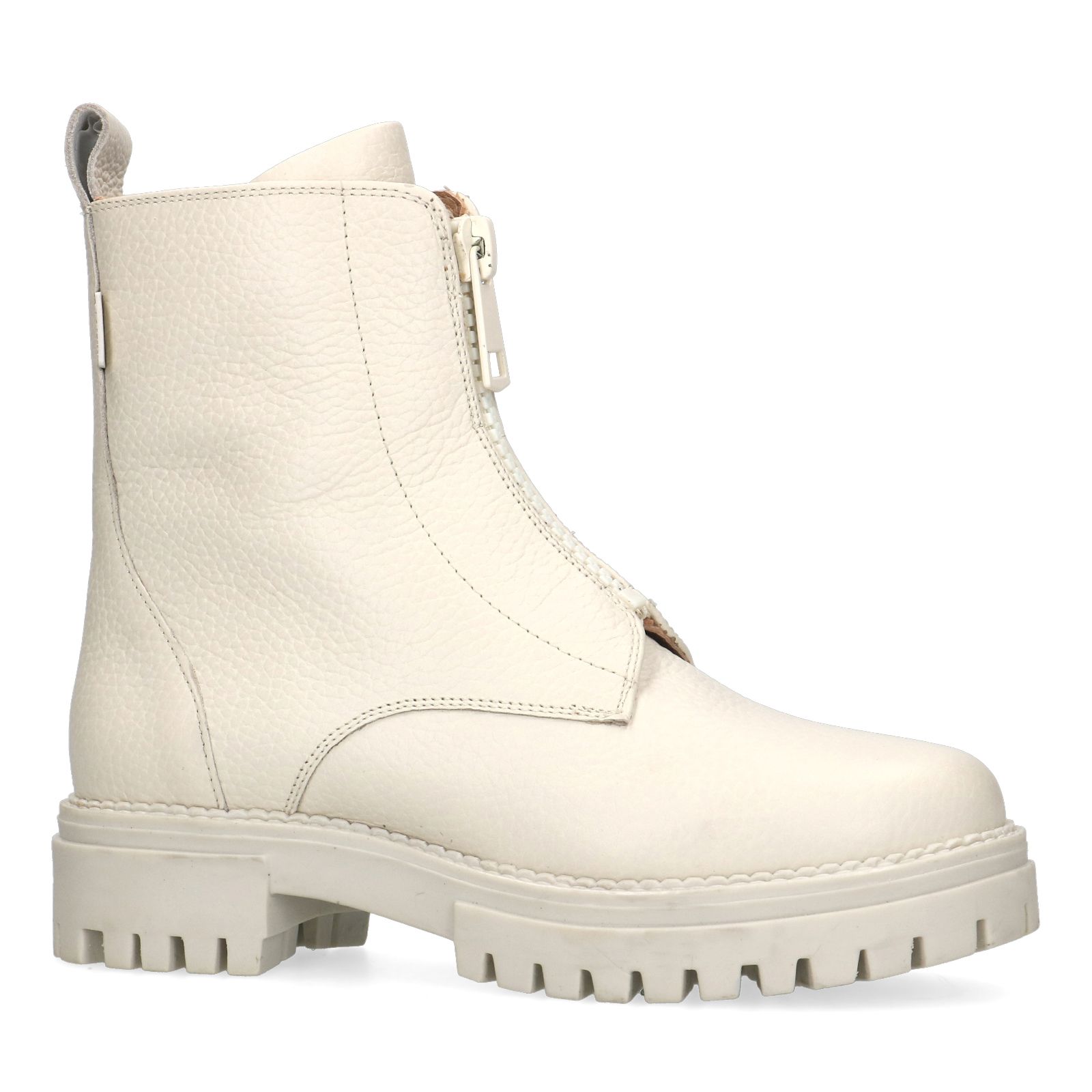 Off white leren boots met rits - Dames | MANFIELD
