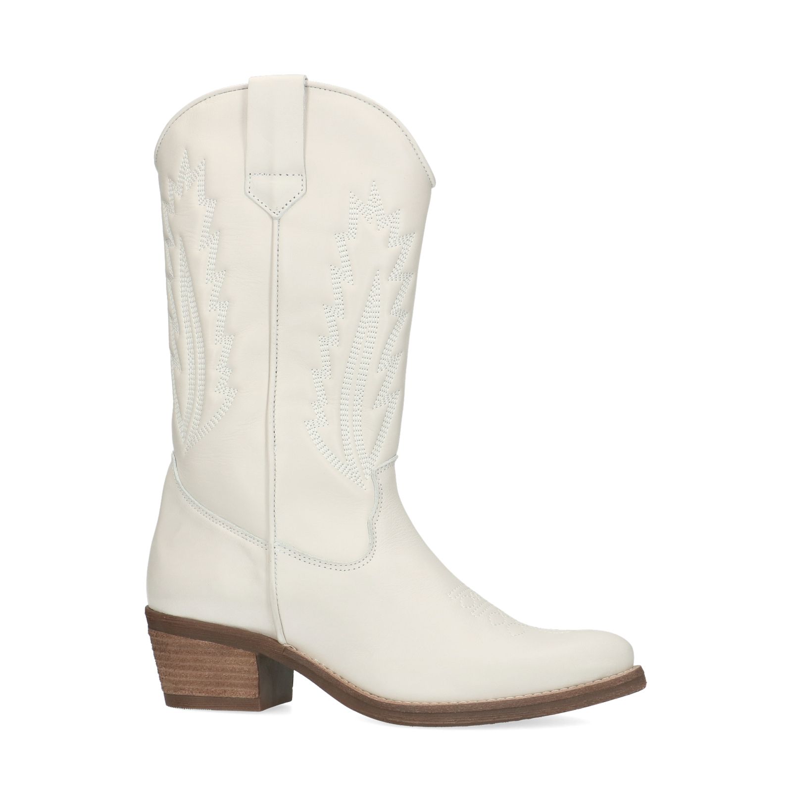 Witte leren cowboy laarzen - Dames | MANFIELD