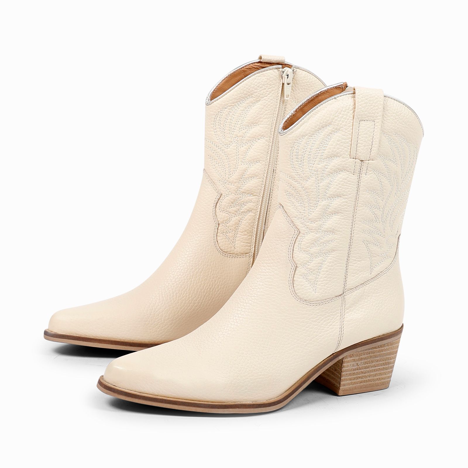 machine Gepolijst Uitwerpselen Witte leren cowboy laarzen - Dames | MANFIELD