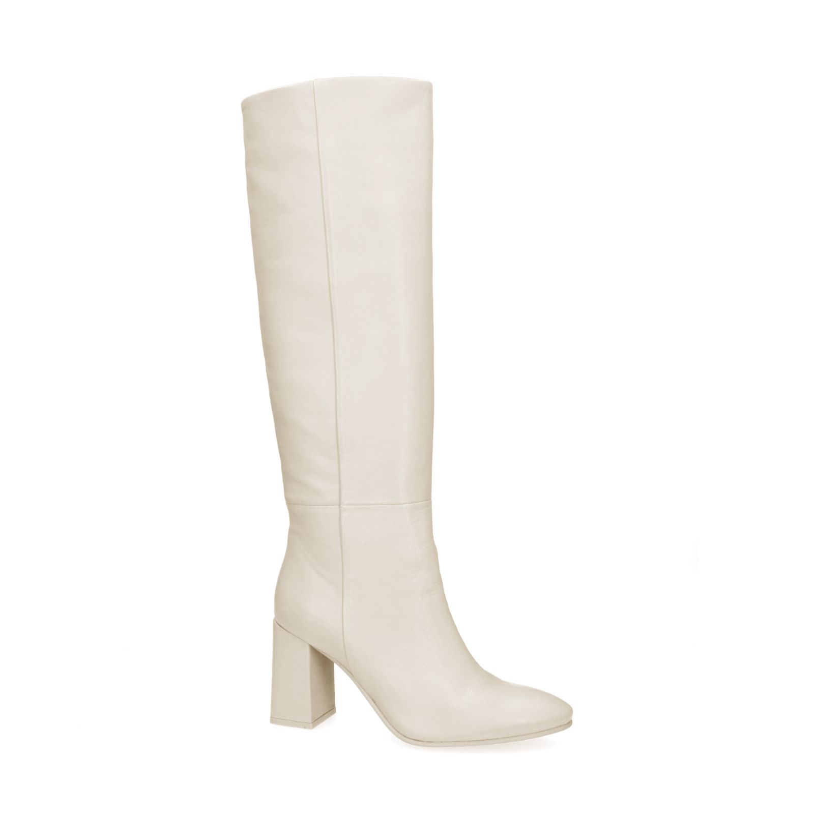 Witte leren hoge laarzen - Dames | MANFIELD