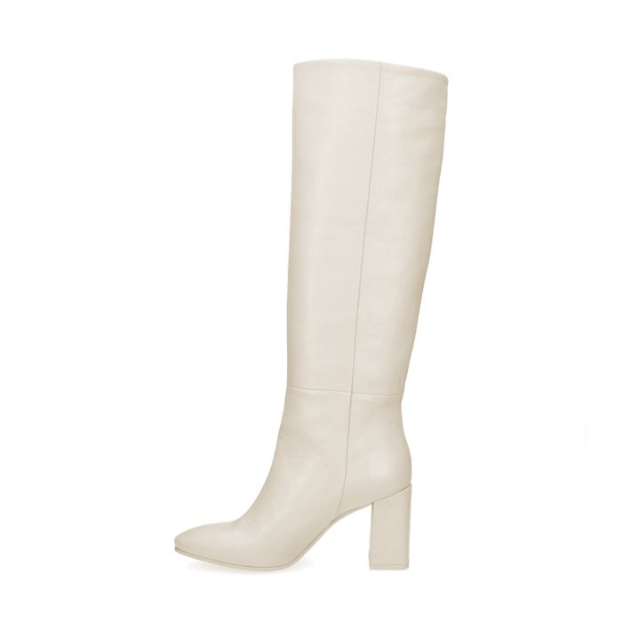 onderdelen lelijk Beter Witte leren hoge laarzen - Dames | MANFIELD