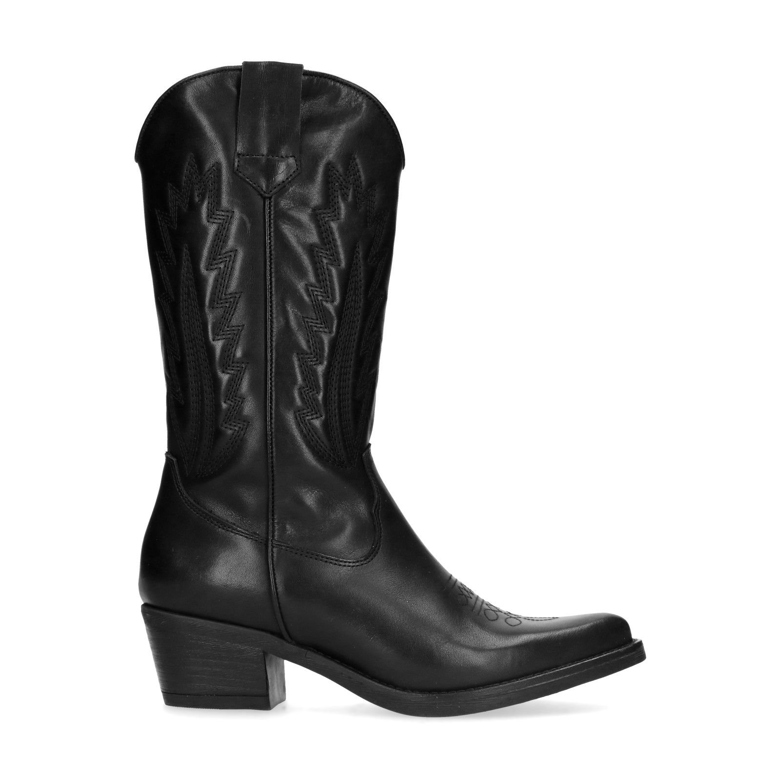 Zwarte leren cowboylaarzen Dames | MANFIELD Zwarte leren cowboylaarzen Dames | MANFIELD