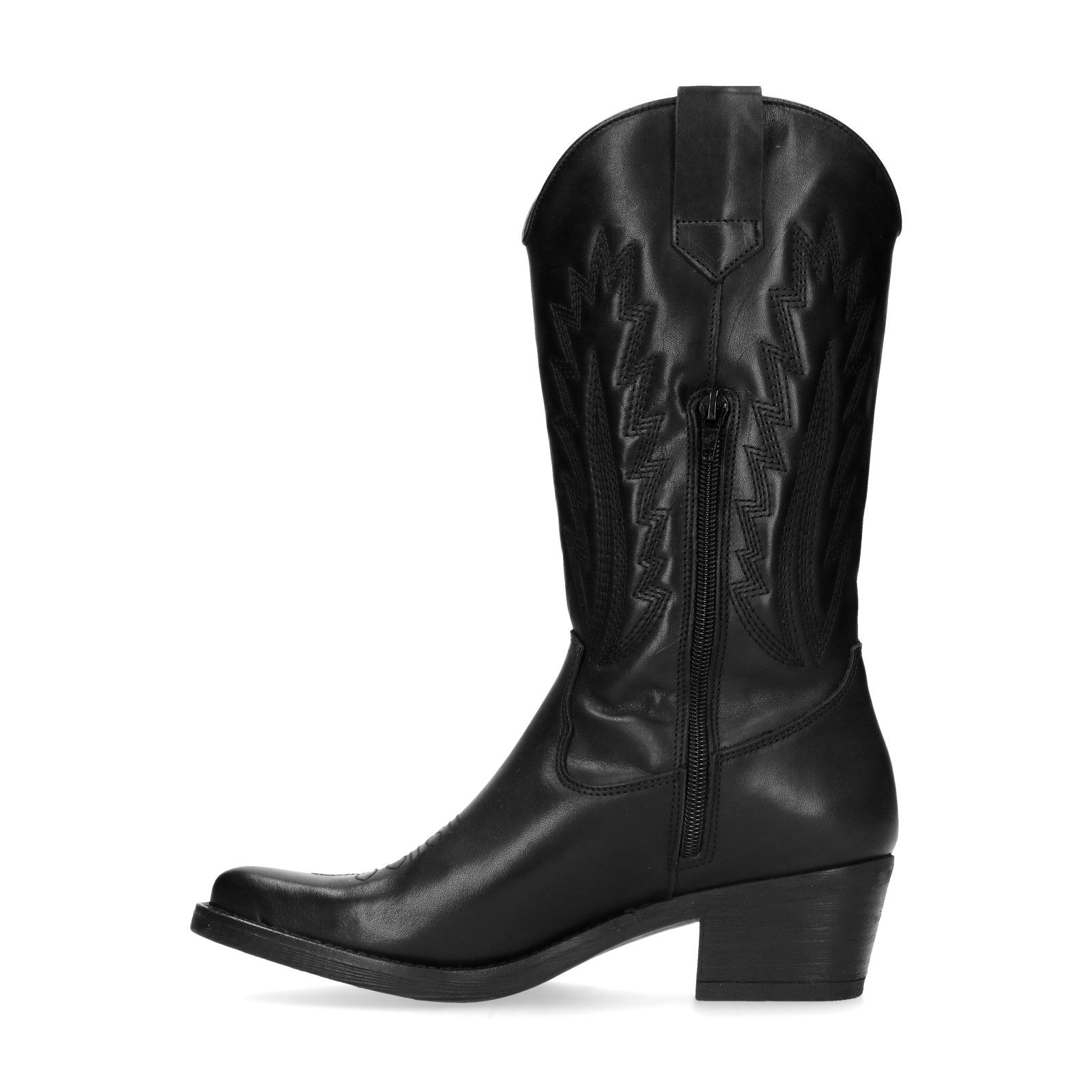 Zwarte leren cowboylaarzen - Dames | MANFIELD