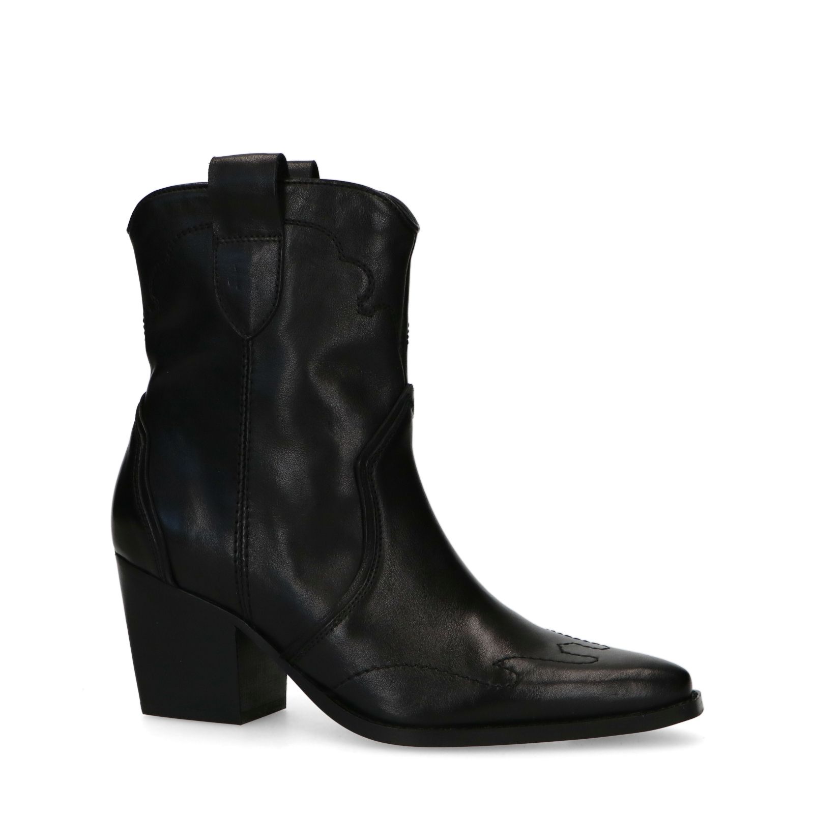 Zwarte leren cowboylaarzen - Dames | MANFIELD