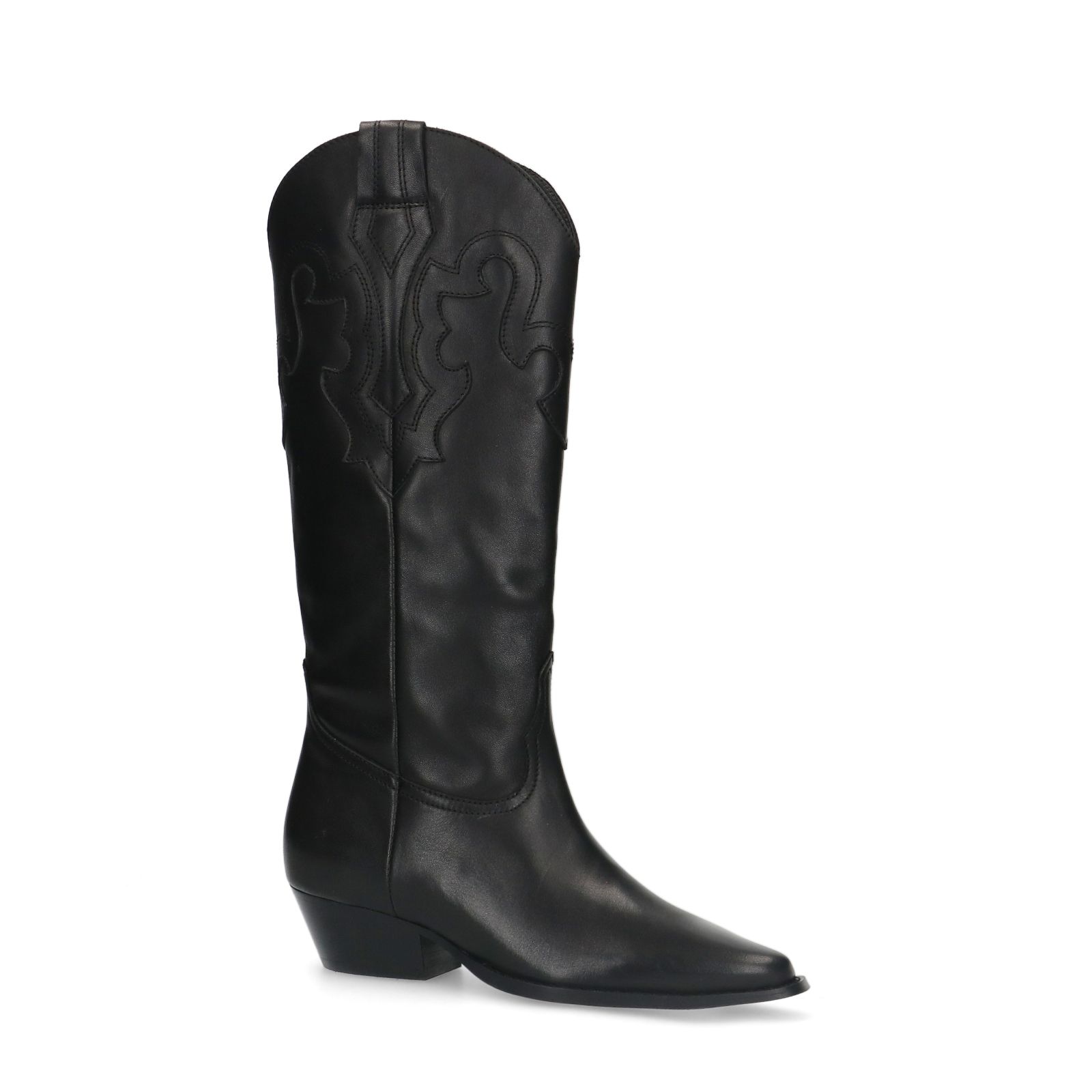 Zwarte leren cowboylaarzen - Dames | MANFIELD