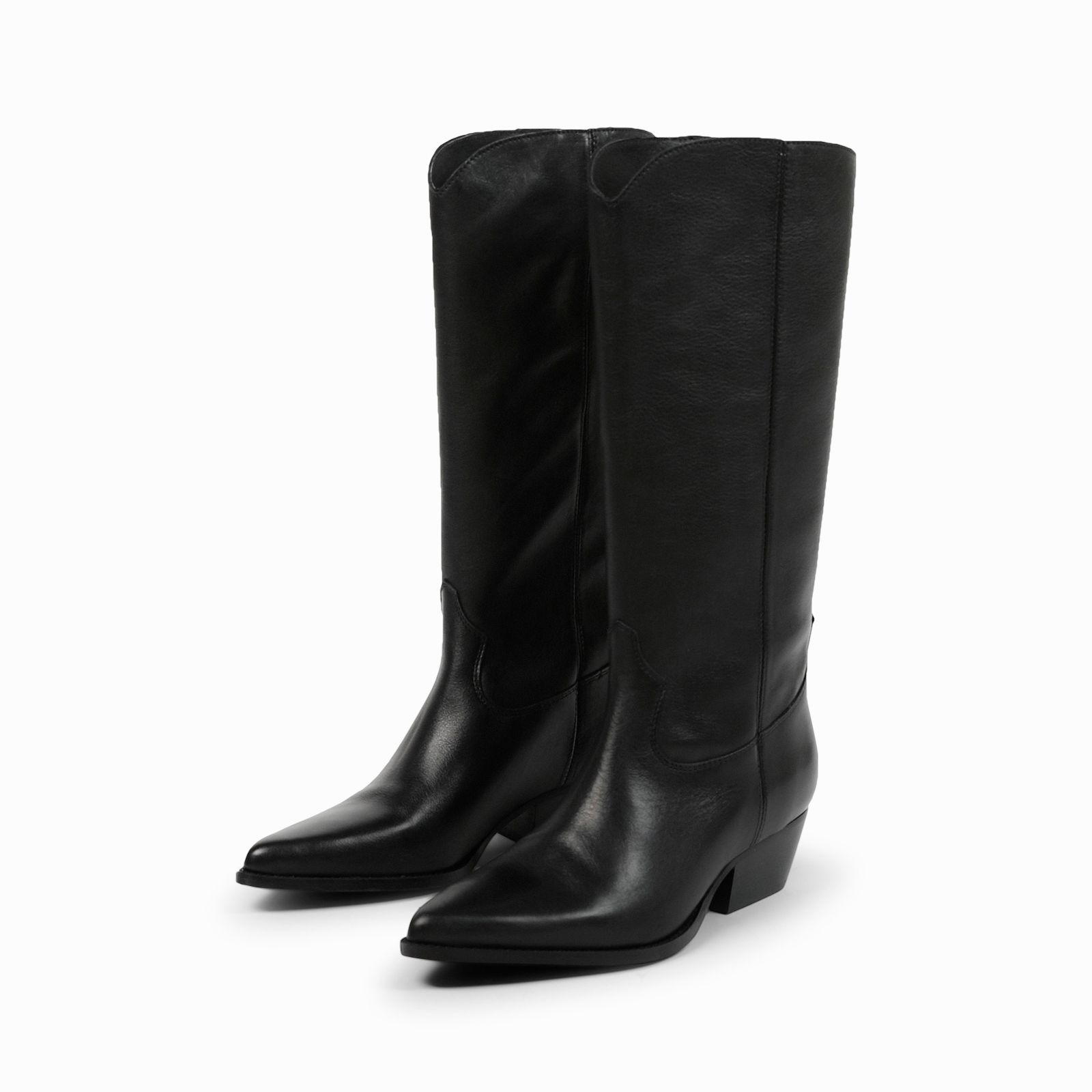 Zwarte leren cowboy laarzen - Dames | MANFIELD