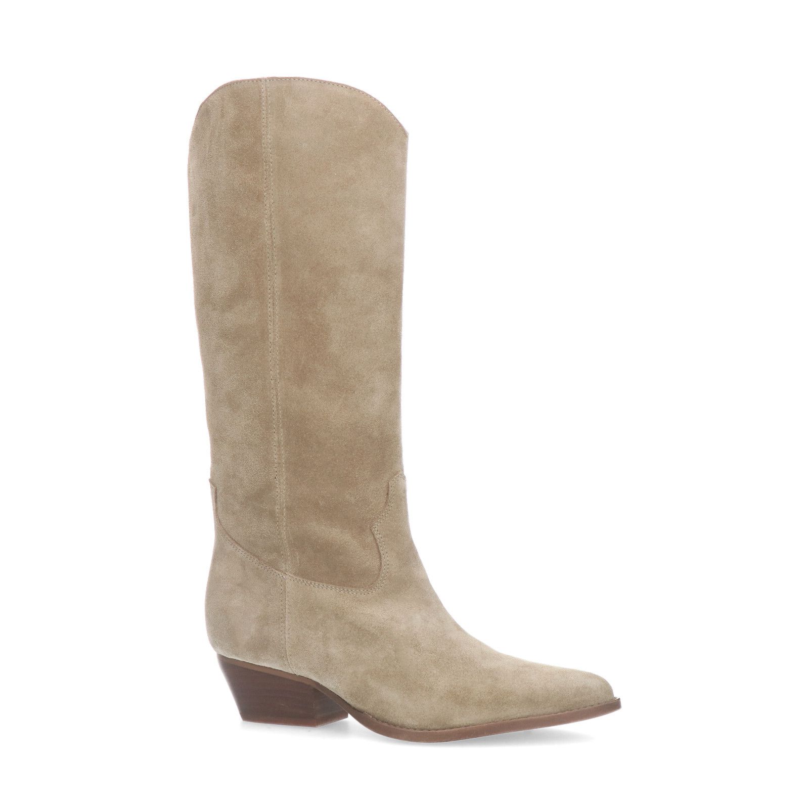 Beige suède cowboylaarzen - Dames | MANFIELD
