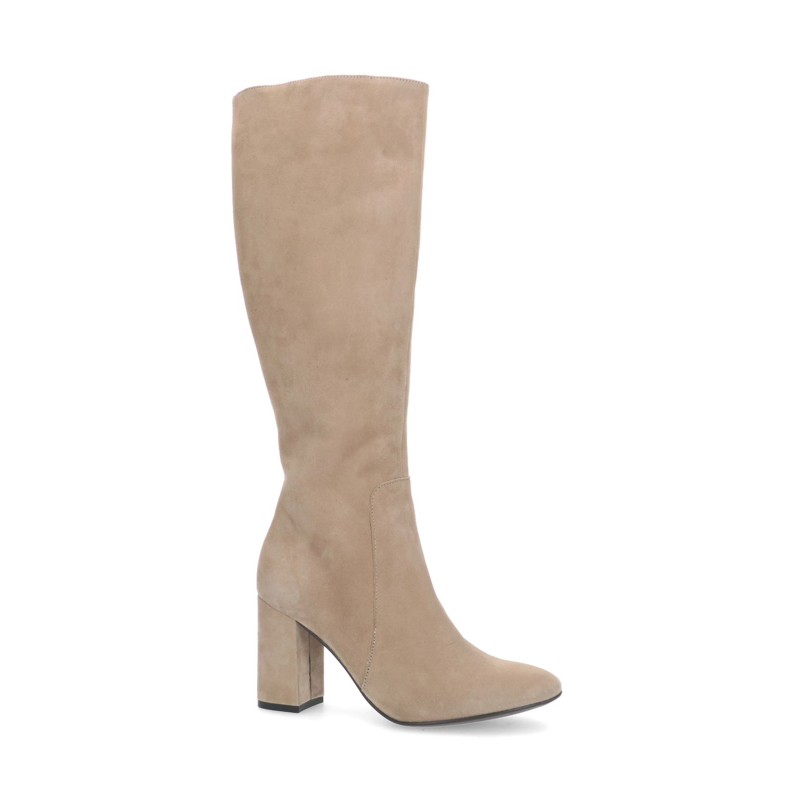 Beige suède hoge laarzen met hak - Dames | MANFIELD