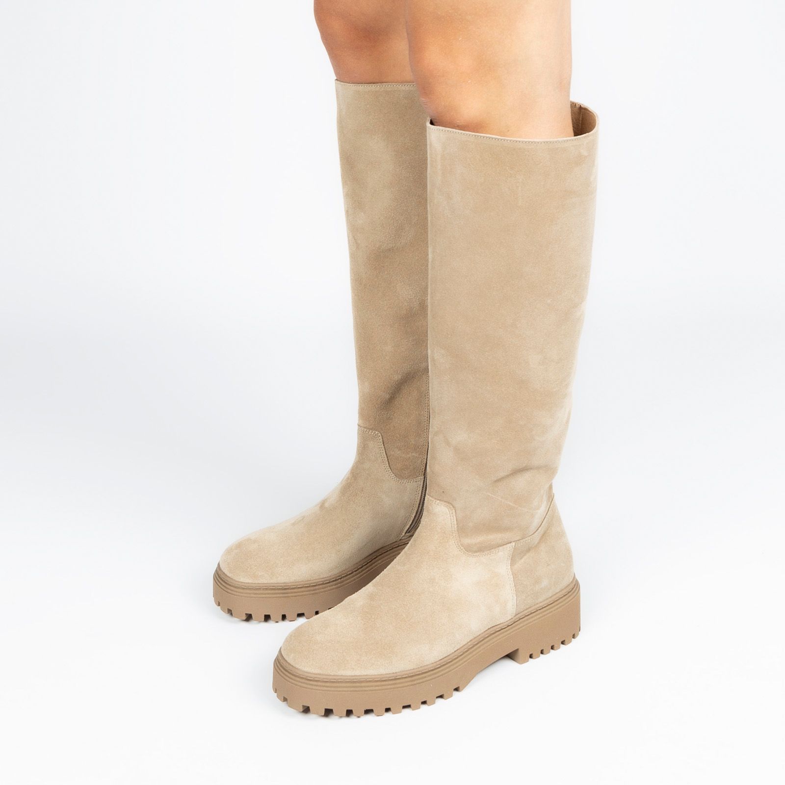 Taupe suède hoge chelsea boots - Dames | MANFIELD