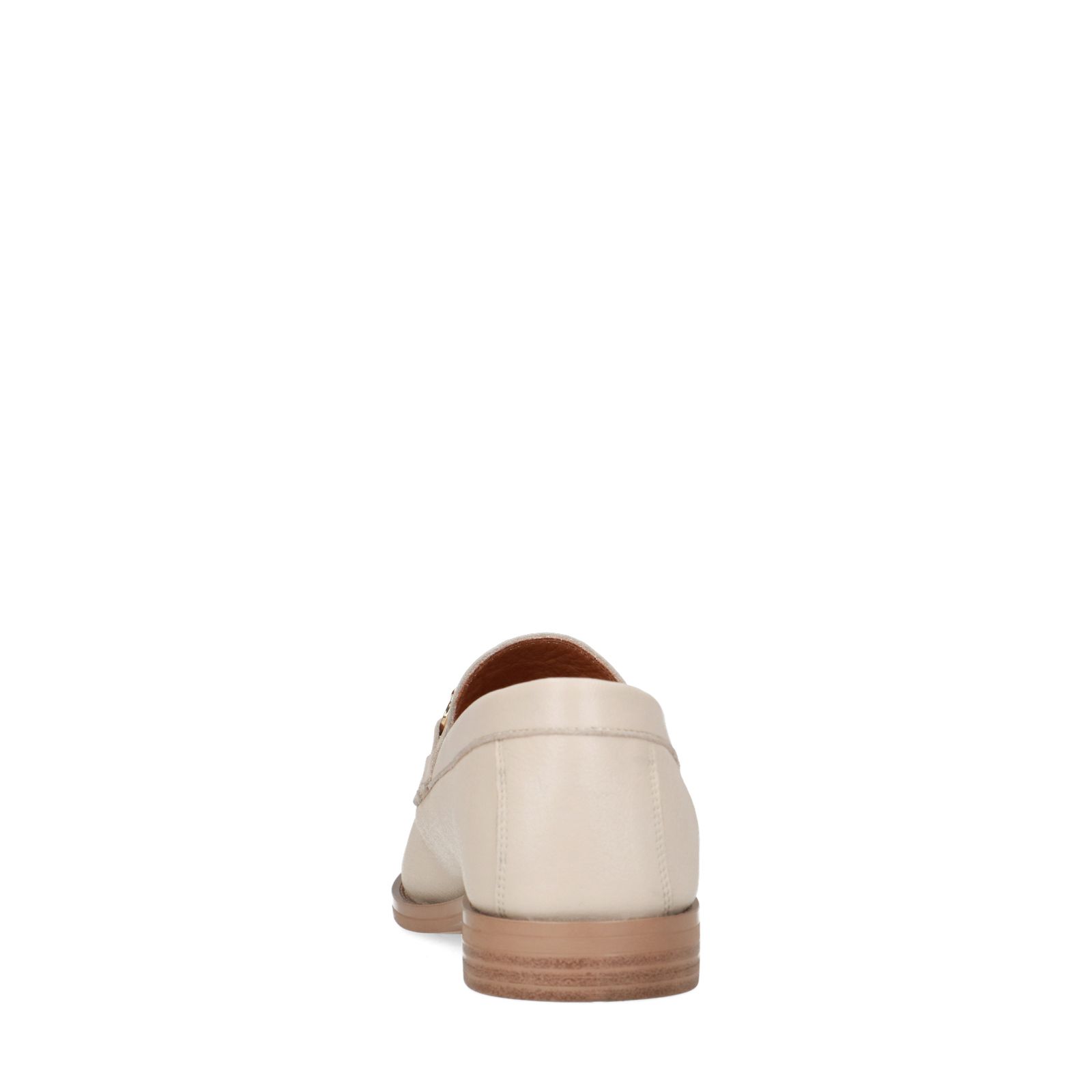 Beige leren loafers met goudkleurig detail - Dames | MANFIELD