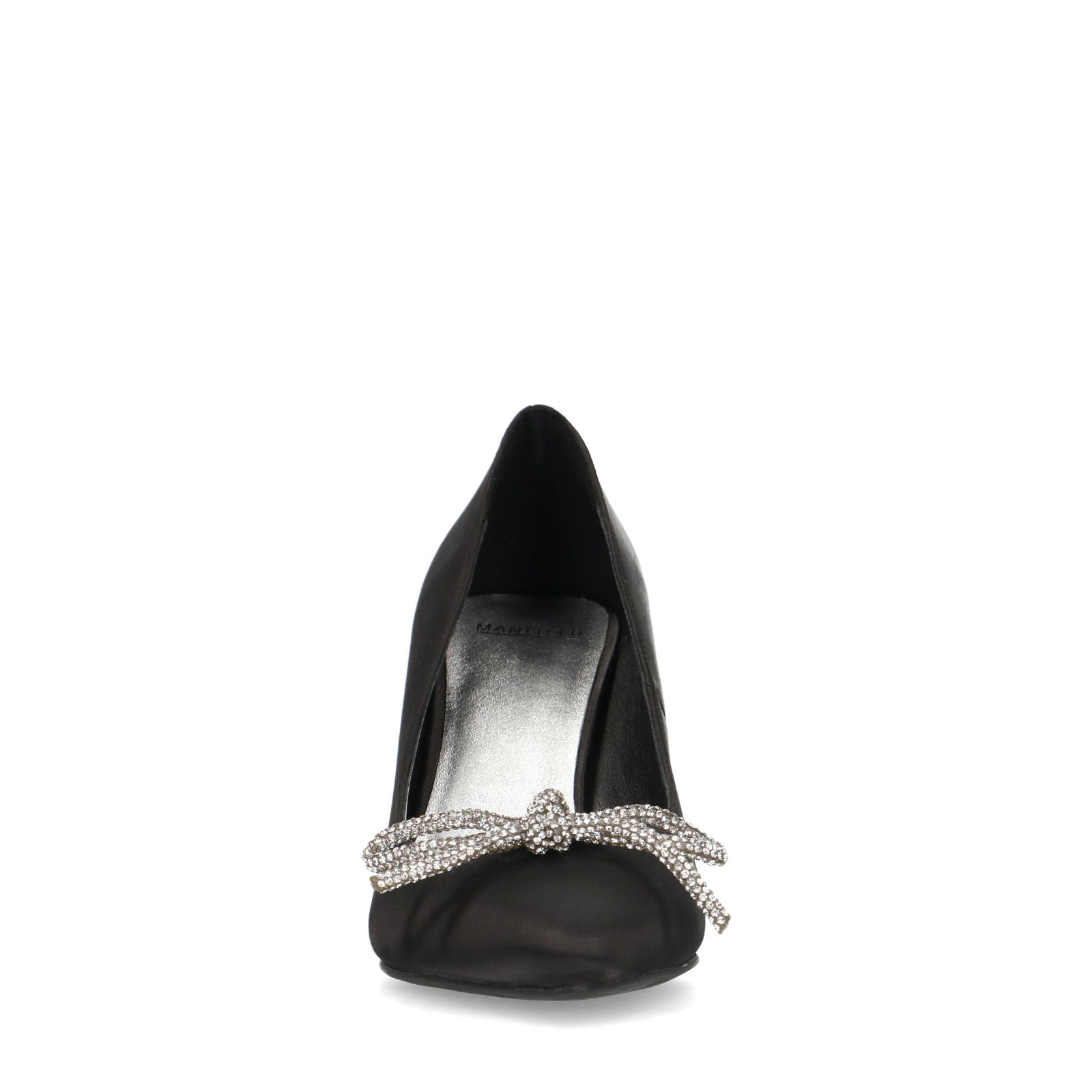 Satijnen zwarte pump met strik - Dames | MANFIELD