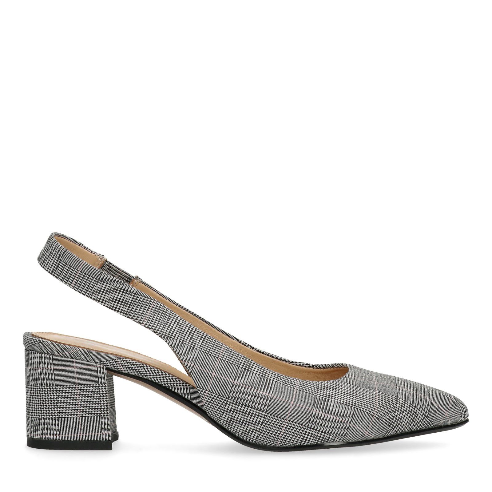 Grijze geruite pumps met lage hak - Dames | MANFIELD