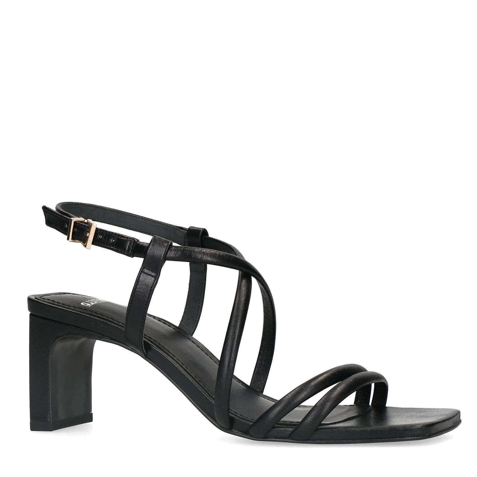 Zwarte leren sandalen met hak - Dames | MANFIELD