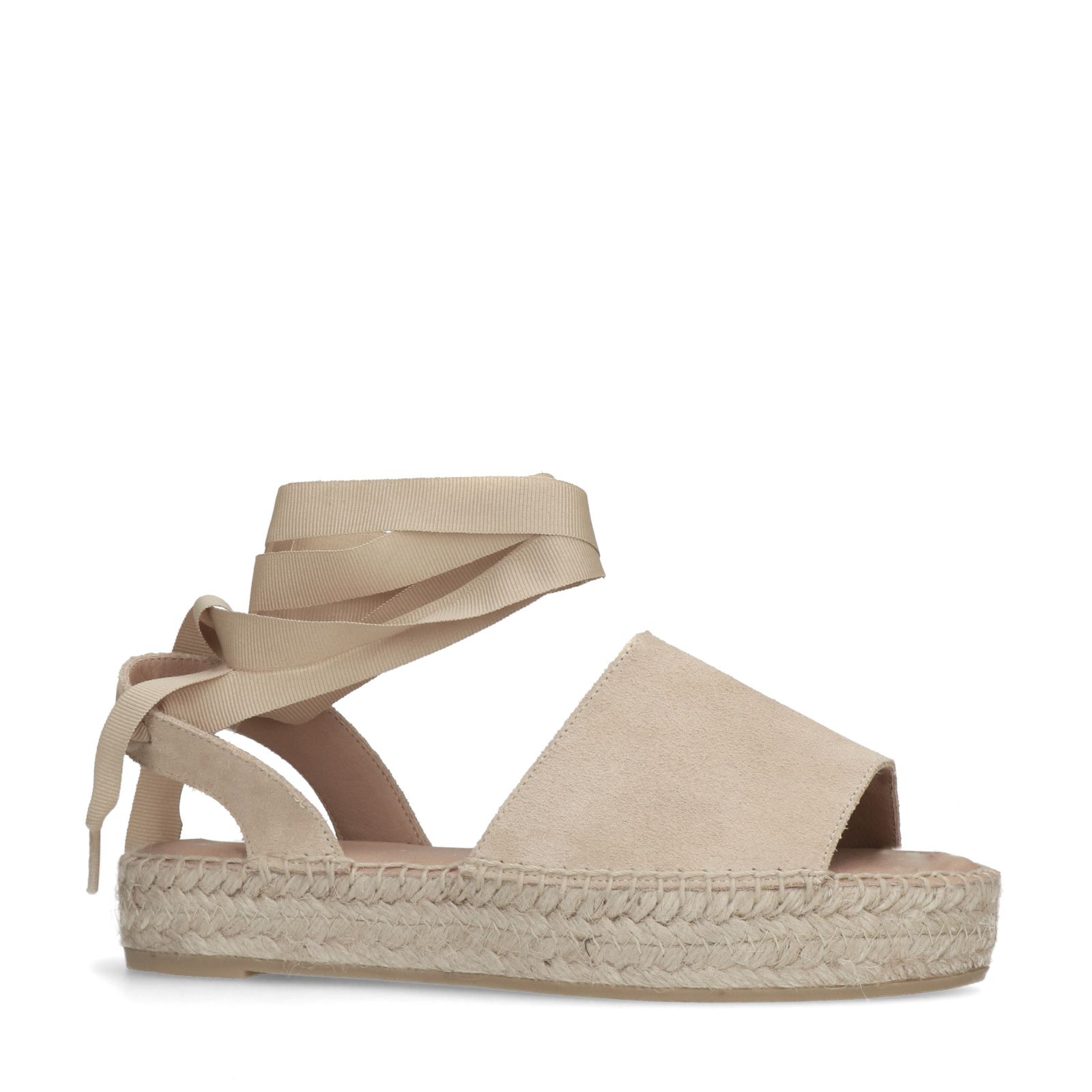Beige suède plateau sandalen - Dames | MANFIELD